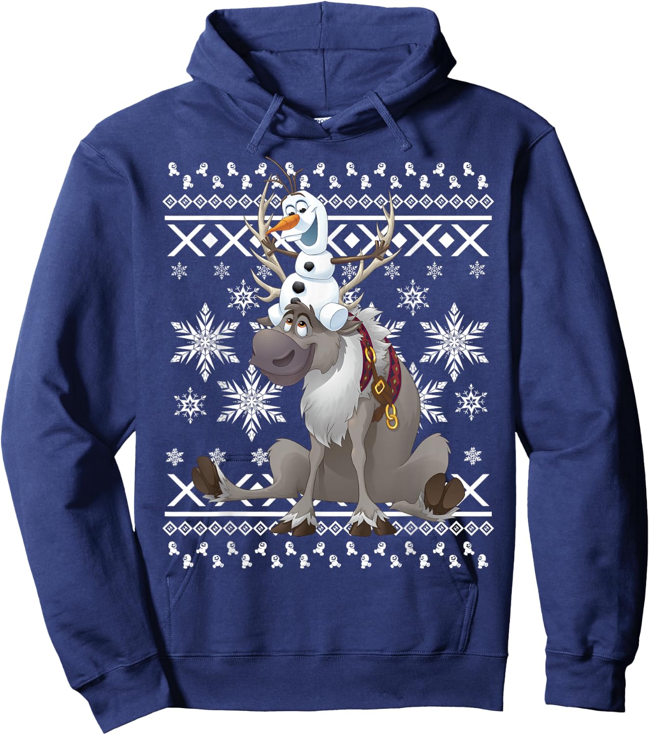 Disney Frozen Olaf Sven Riding Antlers Ugly Sweater Hoodie - Hoodie | Navy