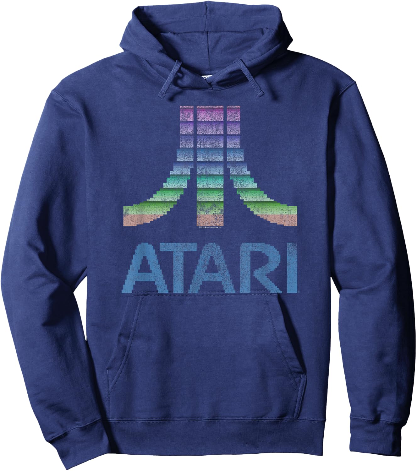 ATARI 8-Bit Rainbow Retro Video Game Logo Hoodie - Hoodie | Navy