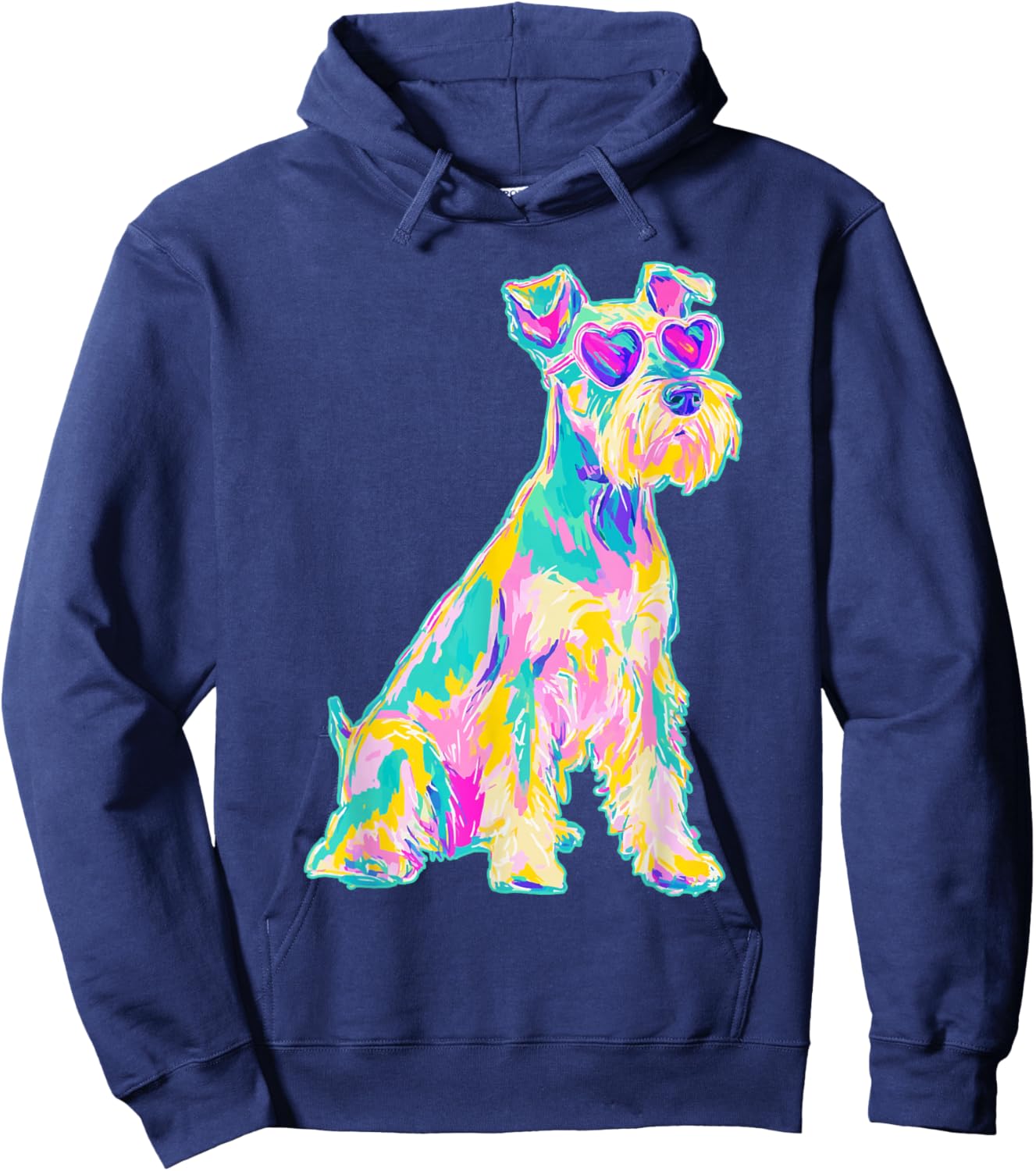 Cute Schnauzer with Heart Sunglasses Coastal Summer Vibes Hoodie - Hoodie | Navy