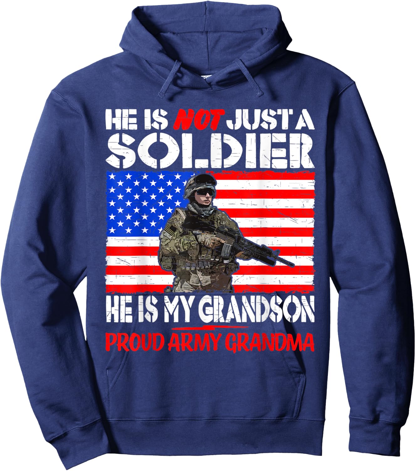 My Grandson Is A Soldier Proud Army Grandma Military Family Hoodie - Hoodie | Navy