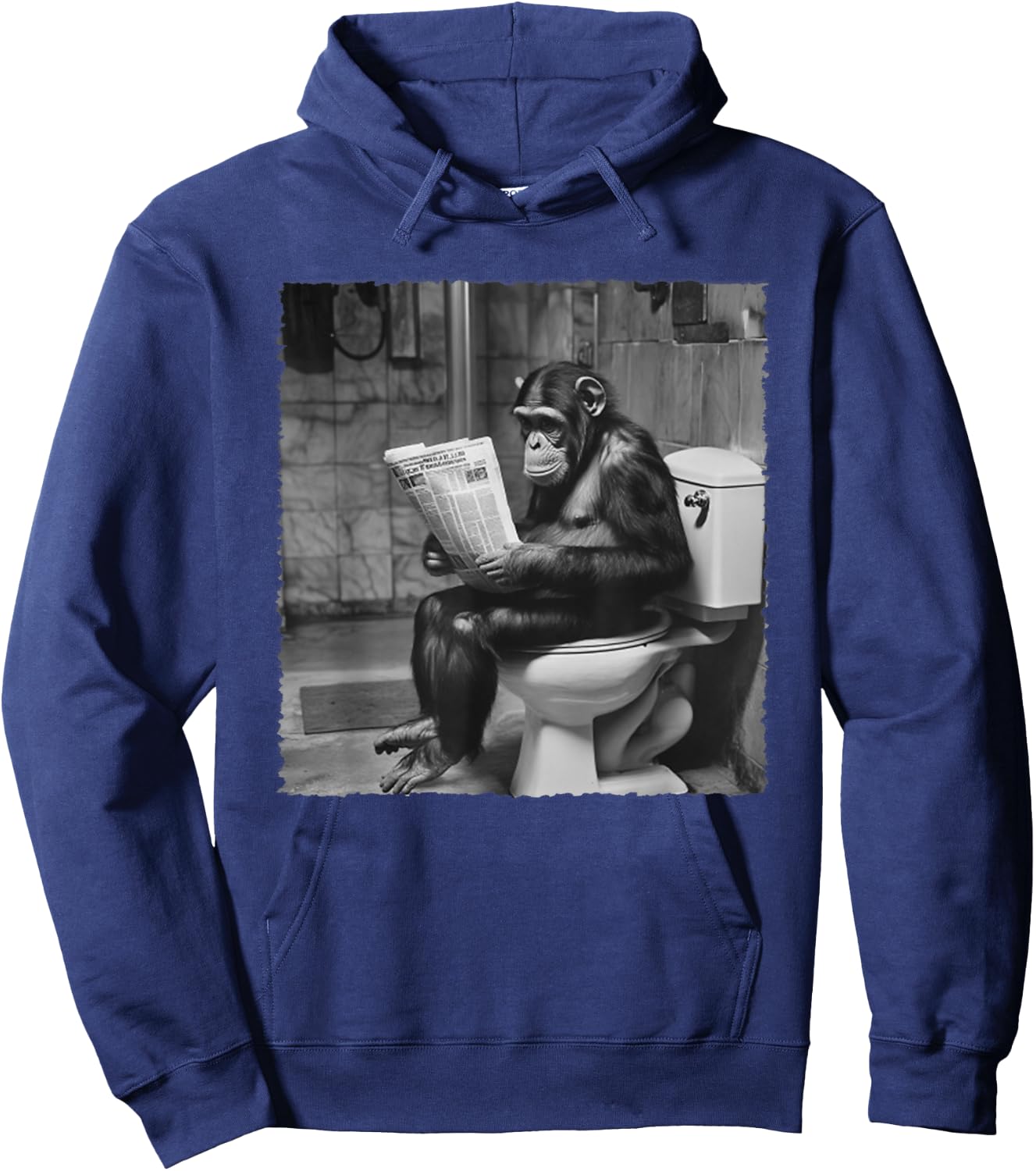 Funny Monkey Toilet Newspaper Session Hoodie - Hoodie | Navy