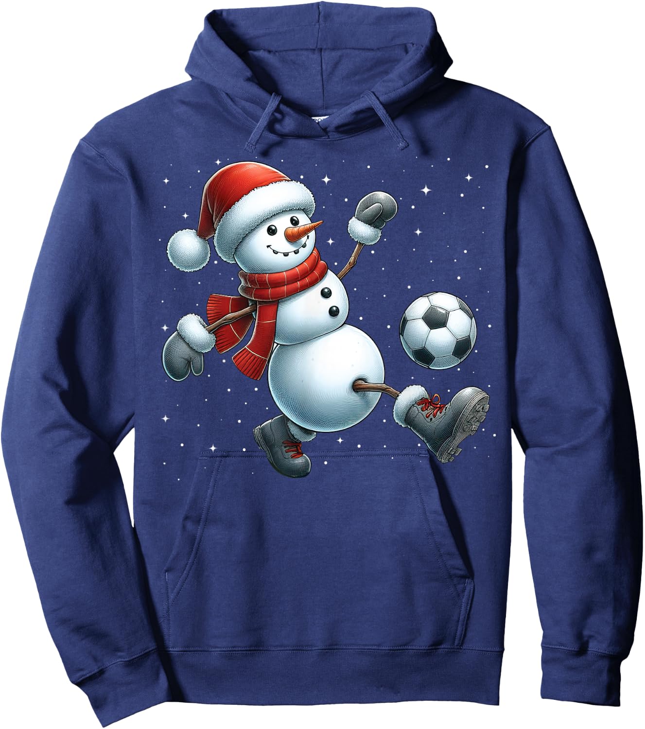 Snowman Soccer Christmas Snow Boys Girls Kids Xmas Party Hoodie - Hoodie | Navy