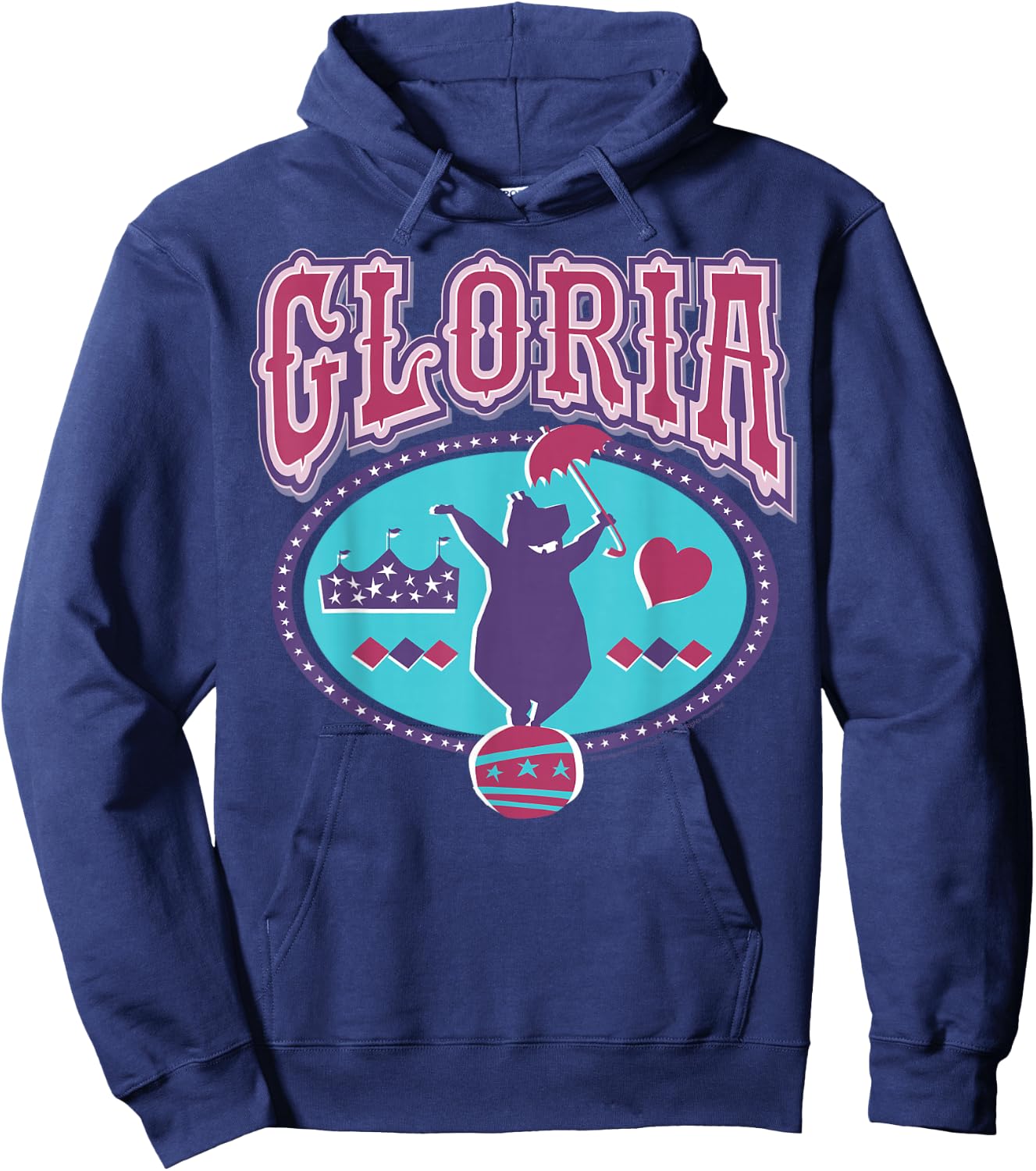 Madagascar Gloria Circus Hippo Silhouette Poster Hoodie - Hoodie | Navy