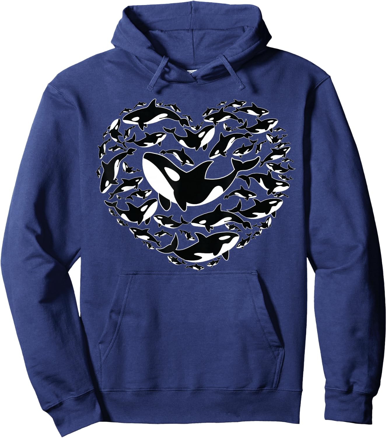 Valentine's Day Orca Whale Sea Panda as Men Women Kids Hoodie - Hoodie | Navy