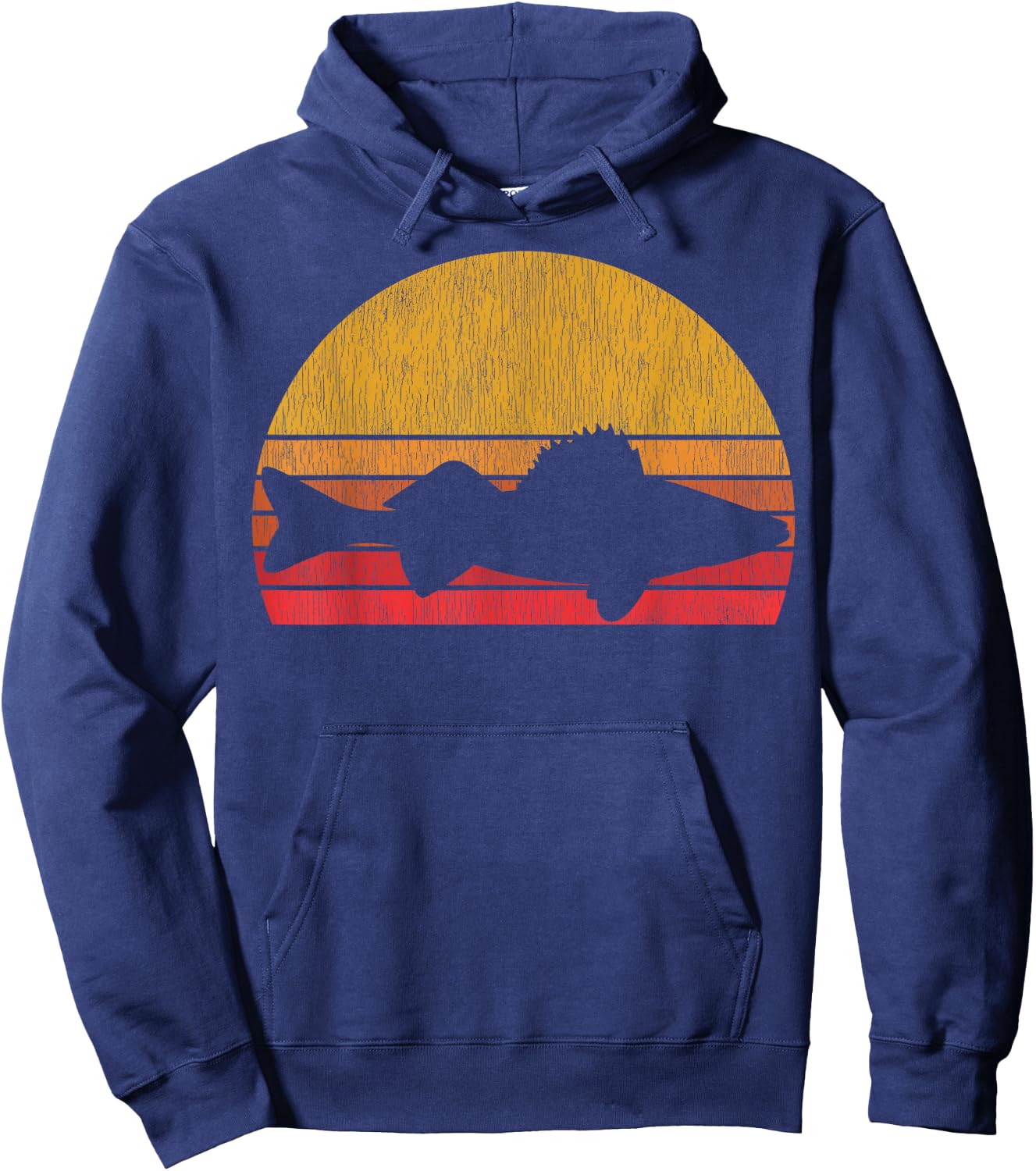 Walleye Fishing Retro Walleye Sauger Fisherman Hoodie - Hoodie | Navy