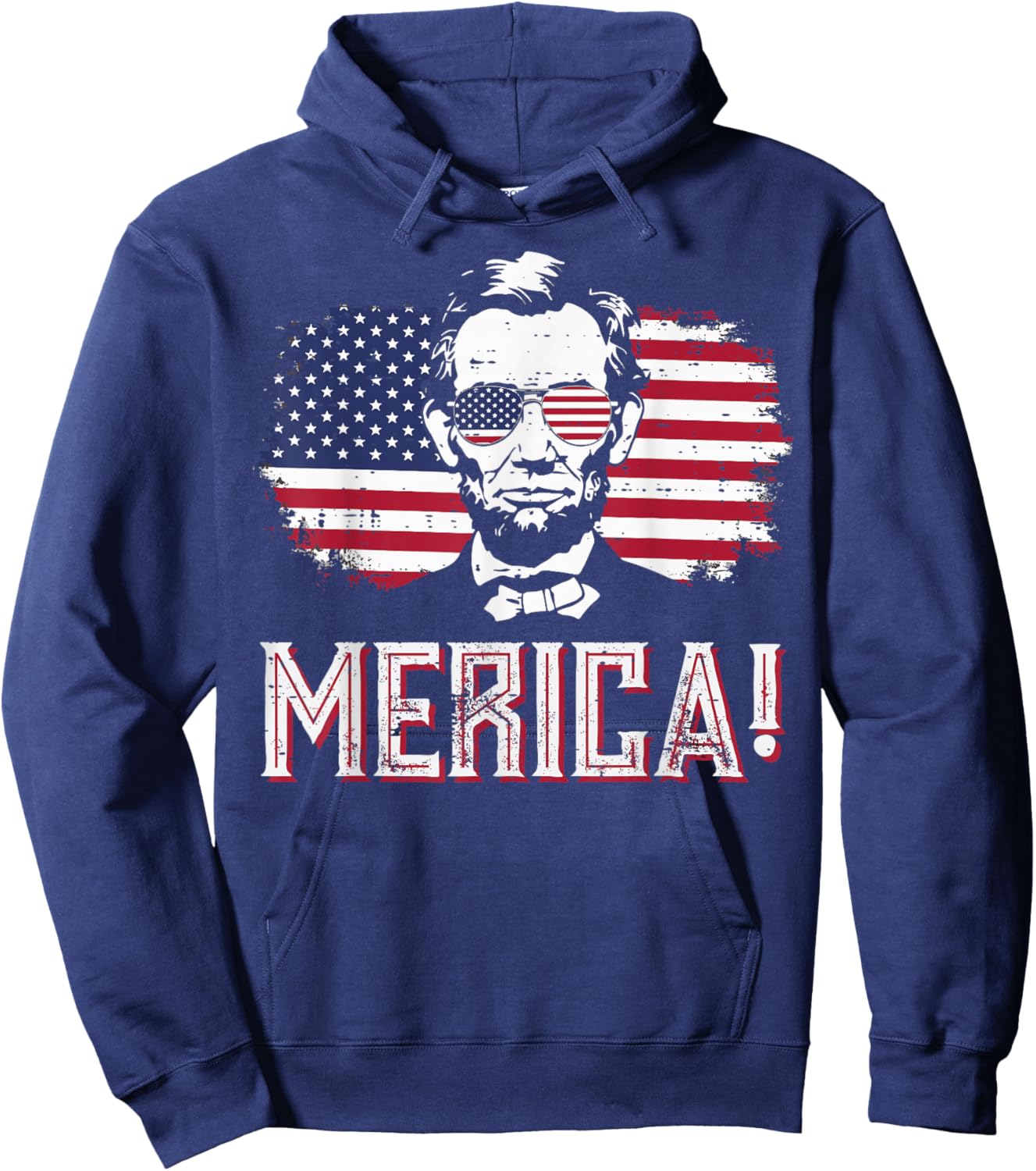4th Of July Lincoln USA Flag Merica Patriotic Men Women Kids Hoodie - Hoodie | Navy
