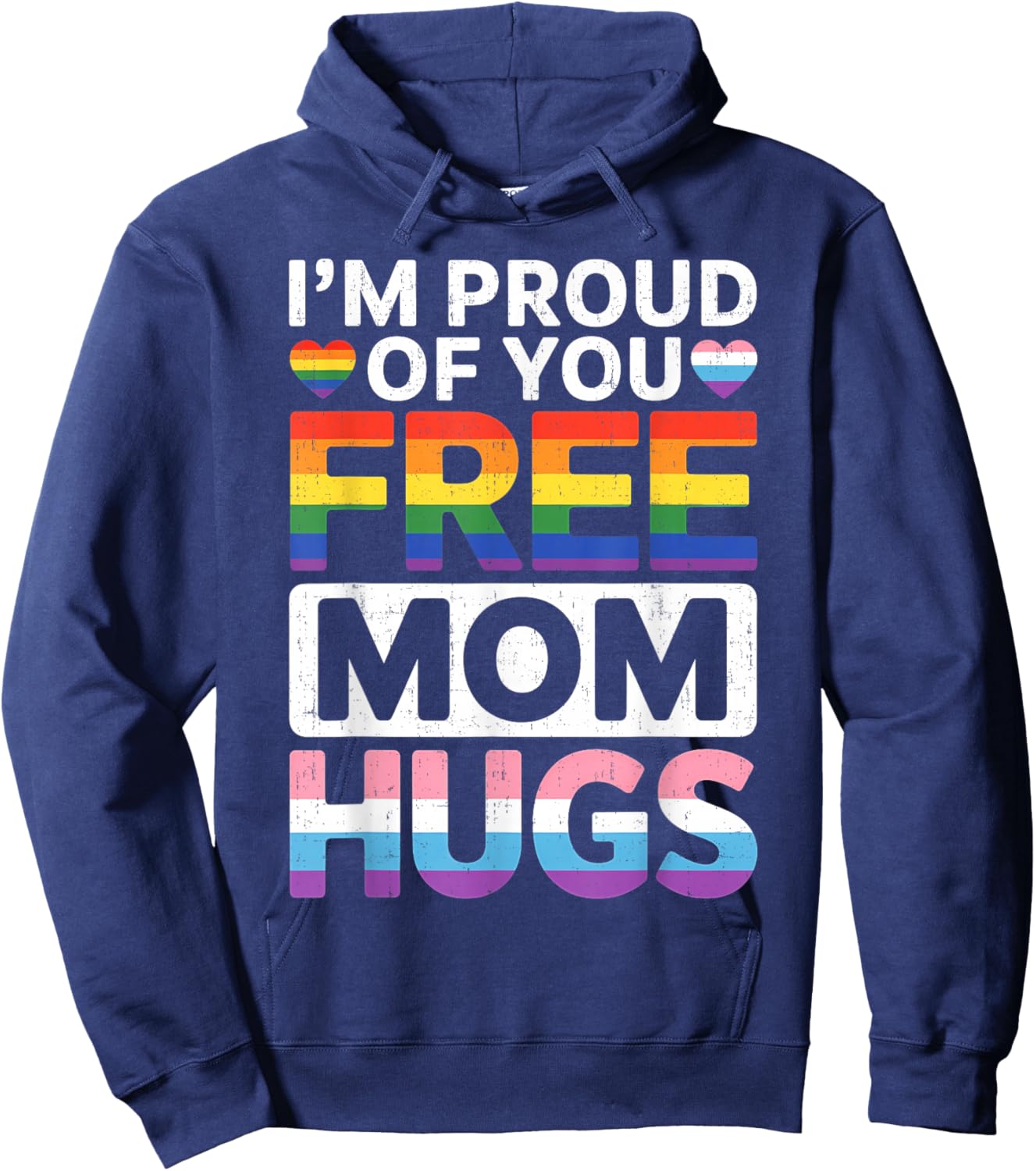 Rainbow Free Mom Hugs LGBTQ Pride Month Trendy LGBT Women Hoodie - Hoodie | Navy