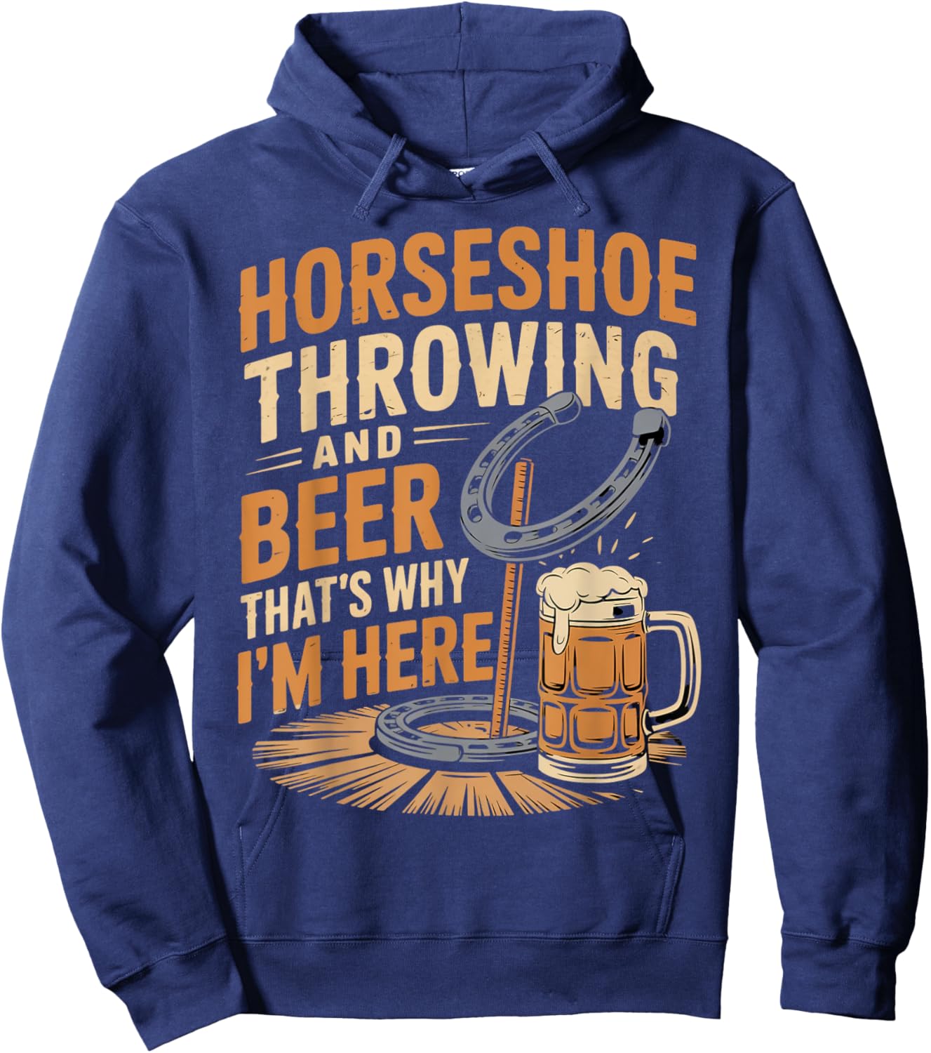 Beer That's Why Horseshoes Game Ringer Horseshoe Pitching Hoodie - Hoodie | Navy