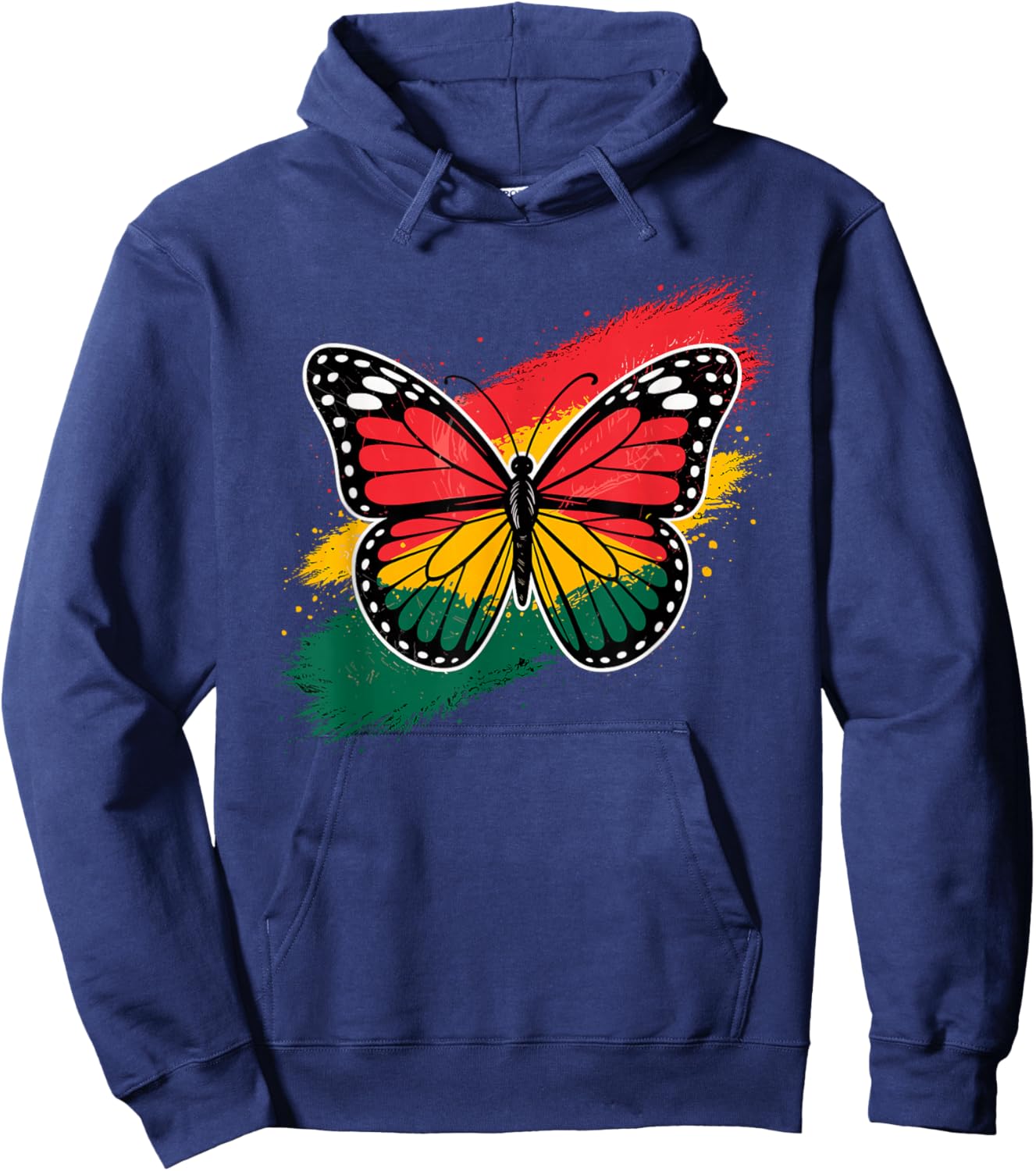 Juneteenth Butterfly Red Yellow Green African Men Women Teen Hoodie - Hoodie | Navy