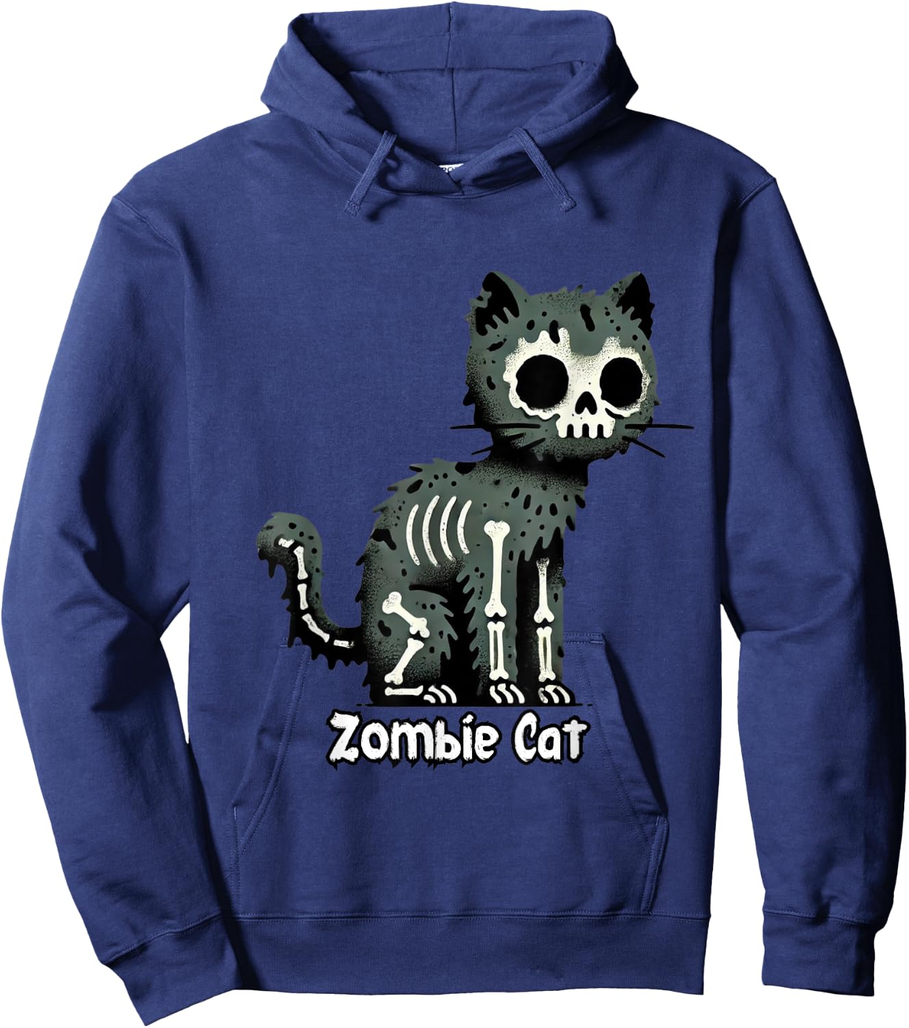 Spooky & Cute Cat Zombie Halloween Men Women Kids Hoodie - Hoodie | Navy