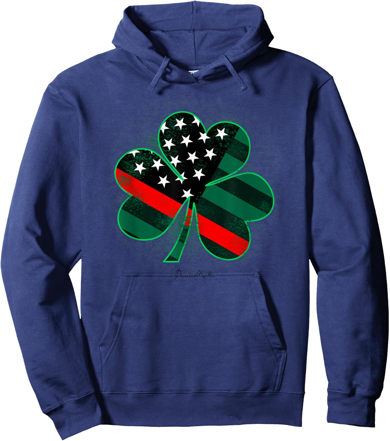 Thin Red Line St Patricks Day Shirt Firefighter Shamrock Hoodie - Hoodie | Navy