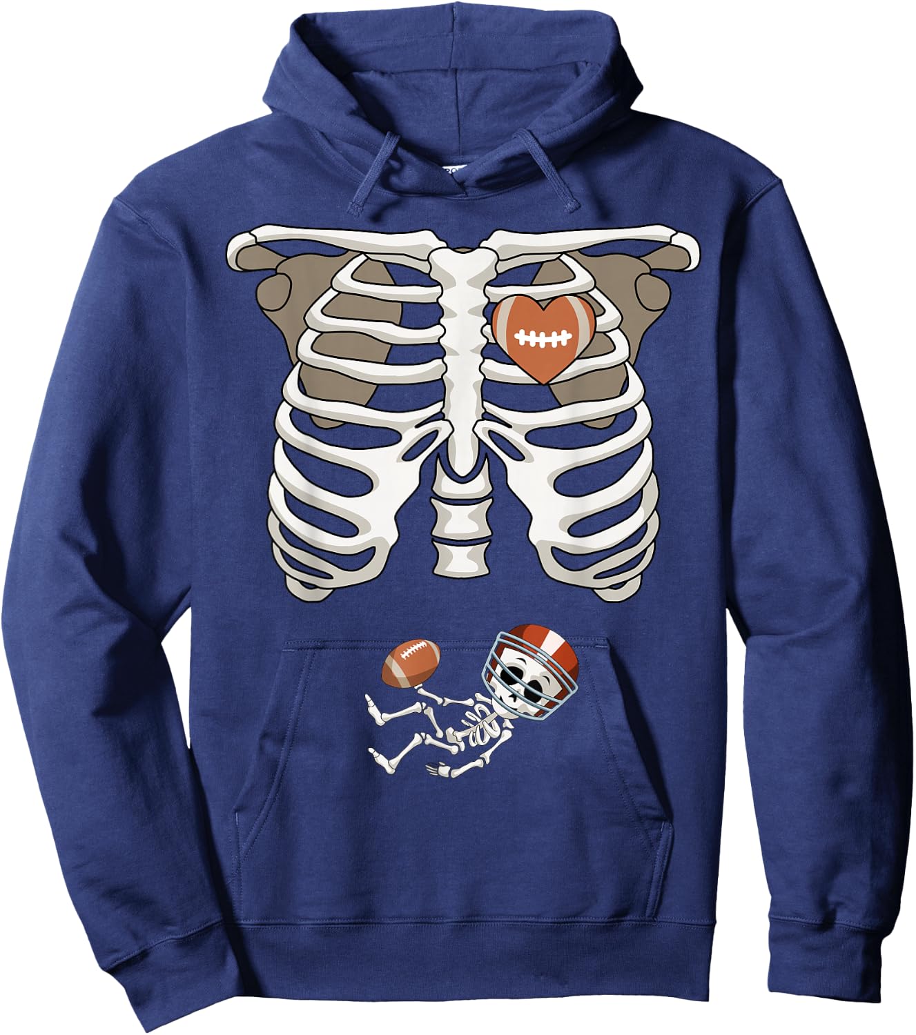 Pregnancy Skeleton Rib Funny Football Bump Gift Hoodie - Hoodie | Navy