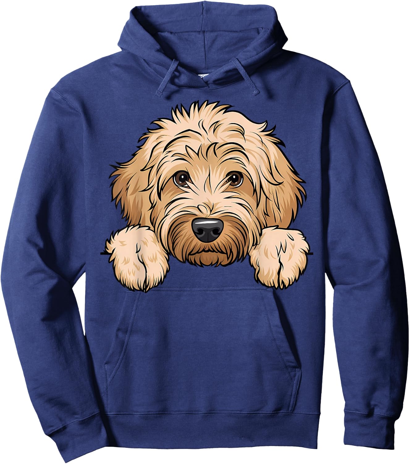 Cute Goldendoodle Funny Peeking Pocket Golden Doodle Dog Hoodie - Hoodie | Navy