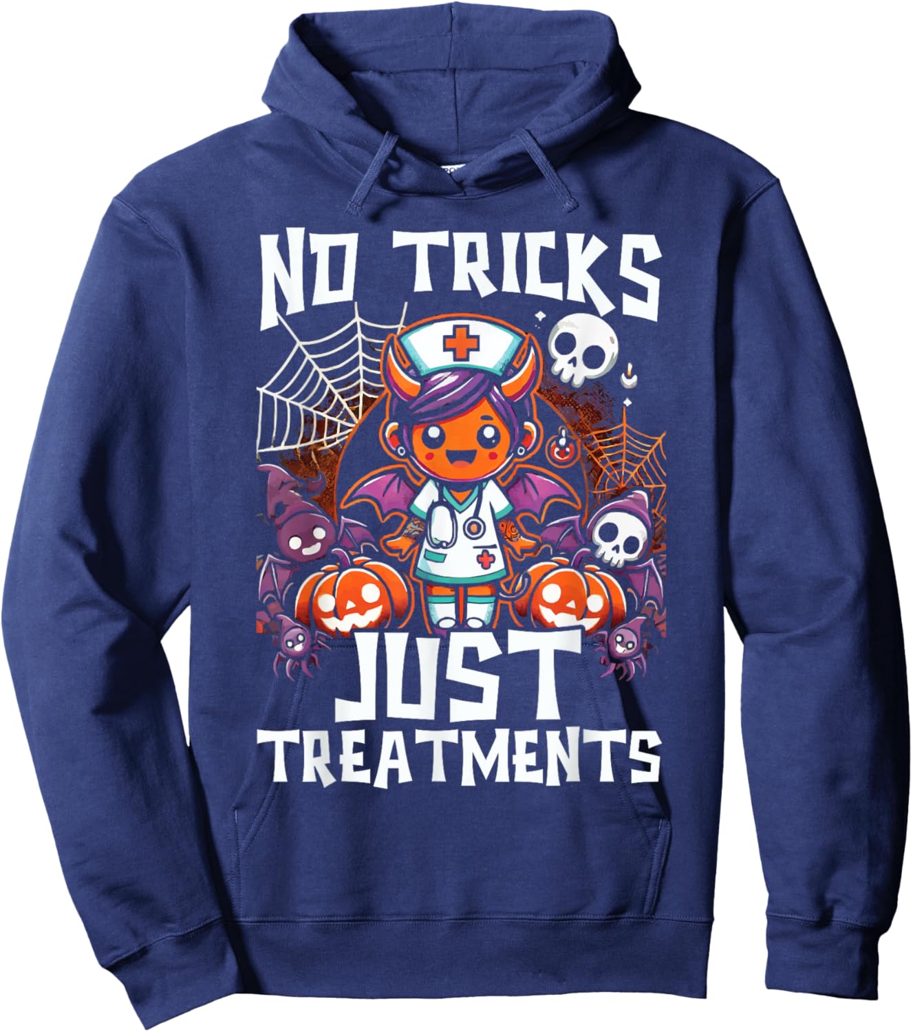 Addiction Nurse Halloween Spooky Nursing Trick Or Treat Hoodie - Hoodie | Navy