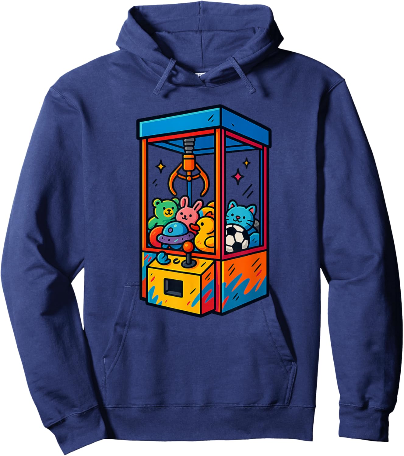 Cute Claw Machine Plush Arcade Game Hoodie - Hoodie | Navy