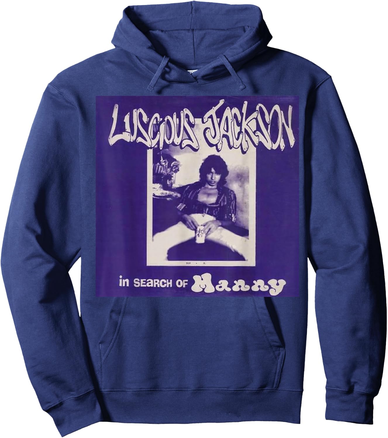 Luscious Jackson original In Search of Manny Album Cover Hoodie - Hoodie | Navy