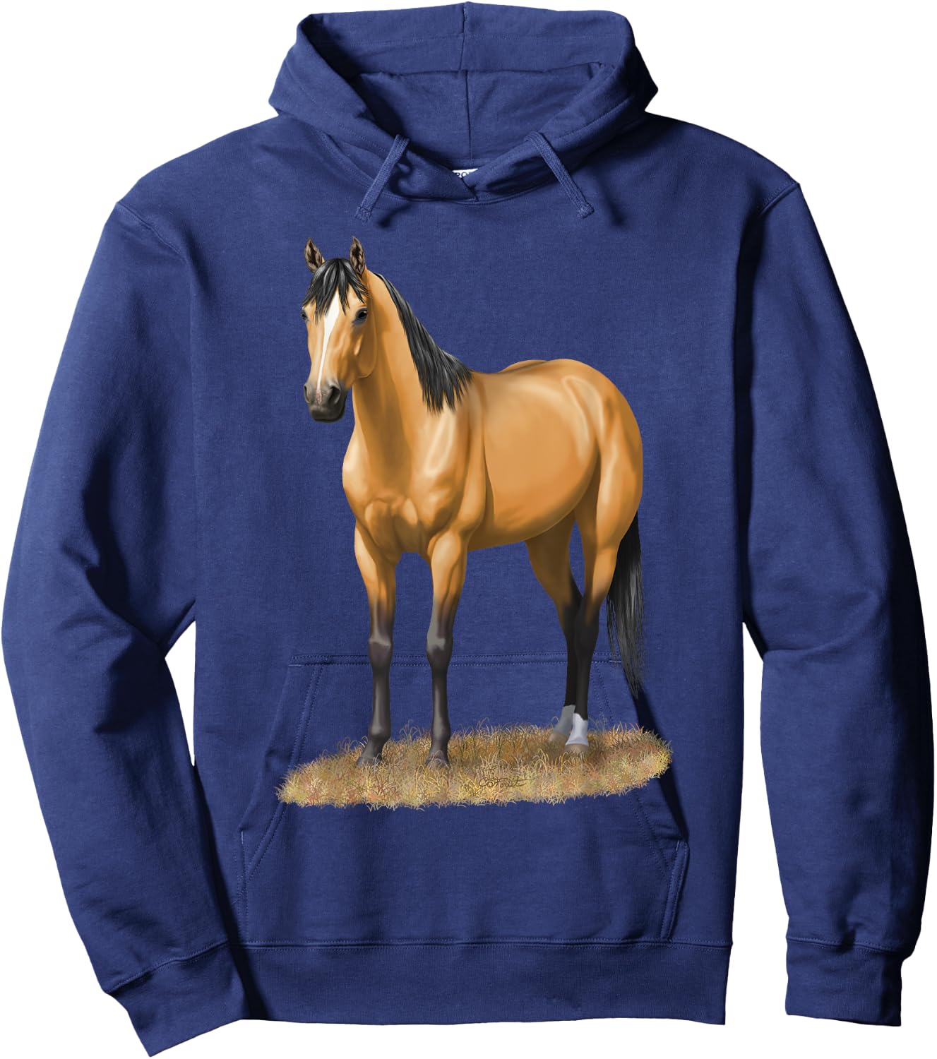 Beautiful Buckskin Dun Quarter Horse Stallion Horse Lovers Hoodie - Hoodie | Navy