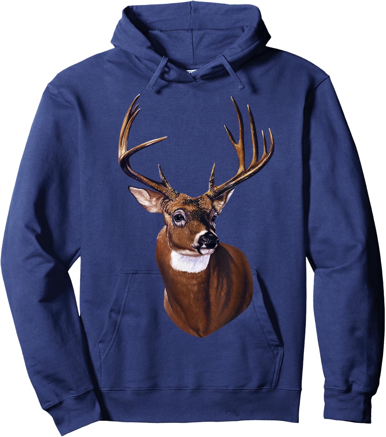 Whitetail Deer Portrait Antlers Wildlife Animal Graphic Hoodie - Hoodie | Navy