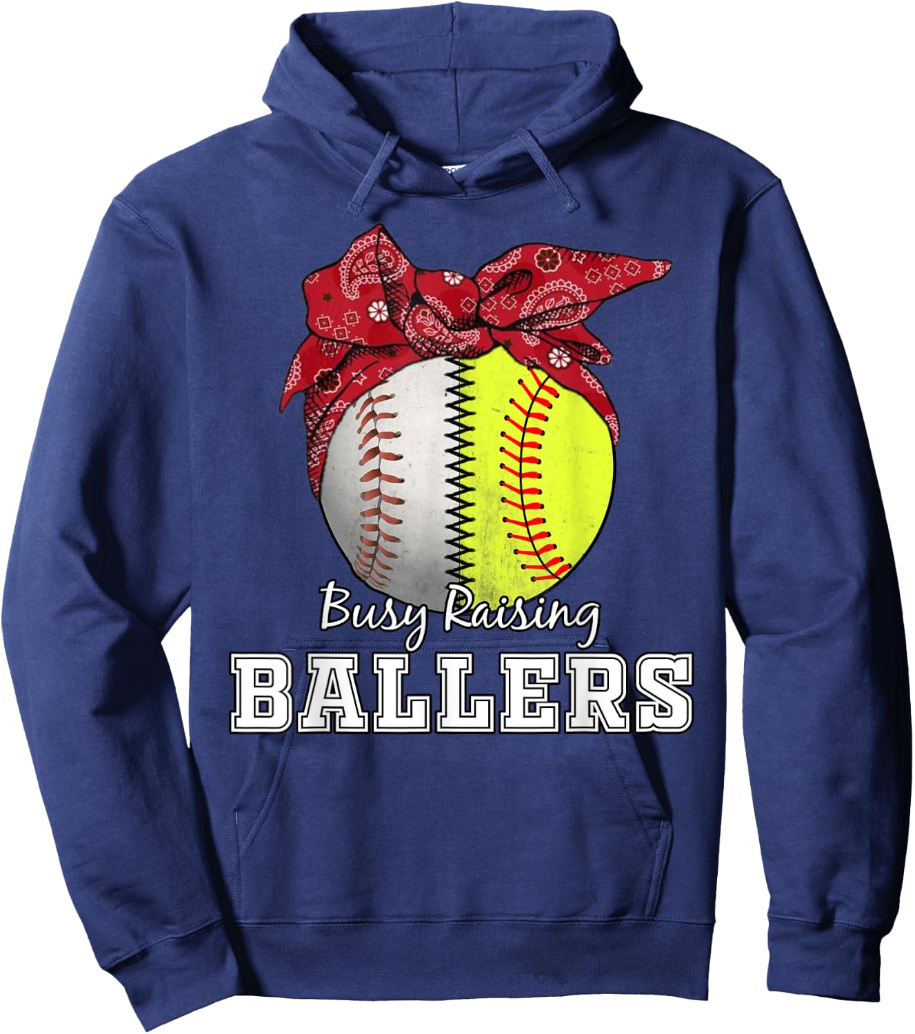 Busy Raising Ballers Softball Baseball baseball mom Gift Hoodie - Hoodie | Navy