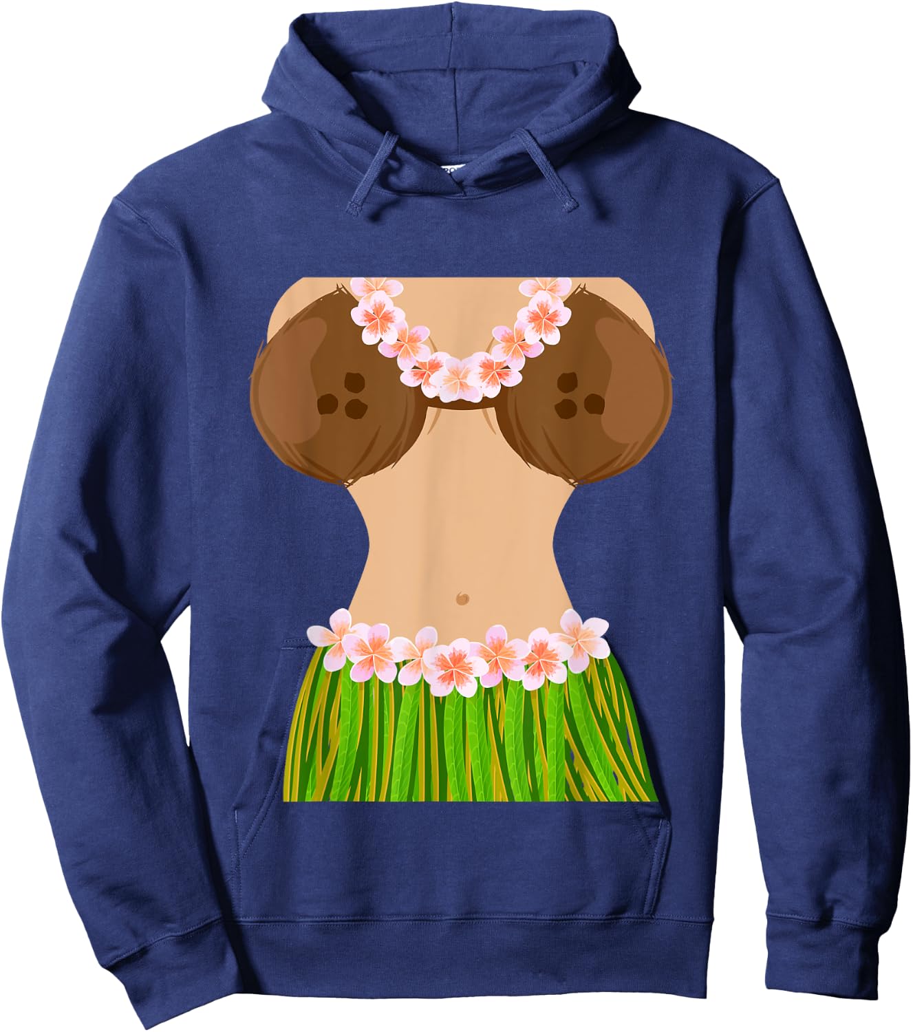 Hawaiian Coconut Shell Bra Funny Halloween Party Hoodie - Hoodie | Navy