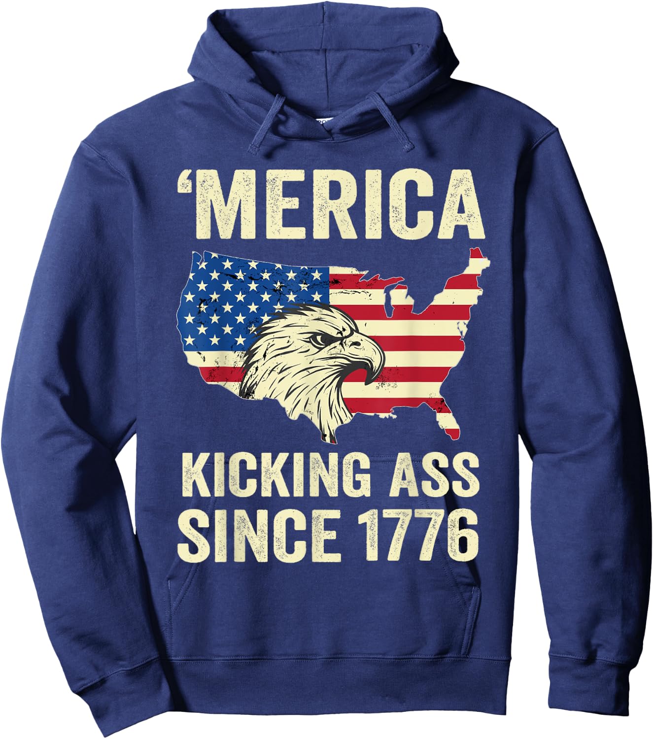 'Merica Kicking Ass Since 1776 Shirt - Vintage 4th Of July Hoodie - Hoodie | Navy