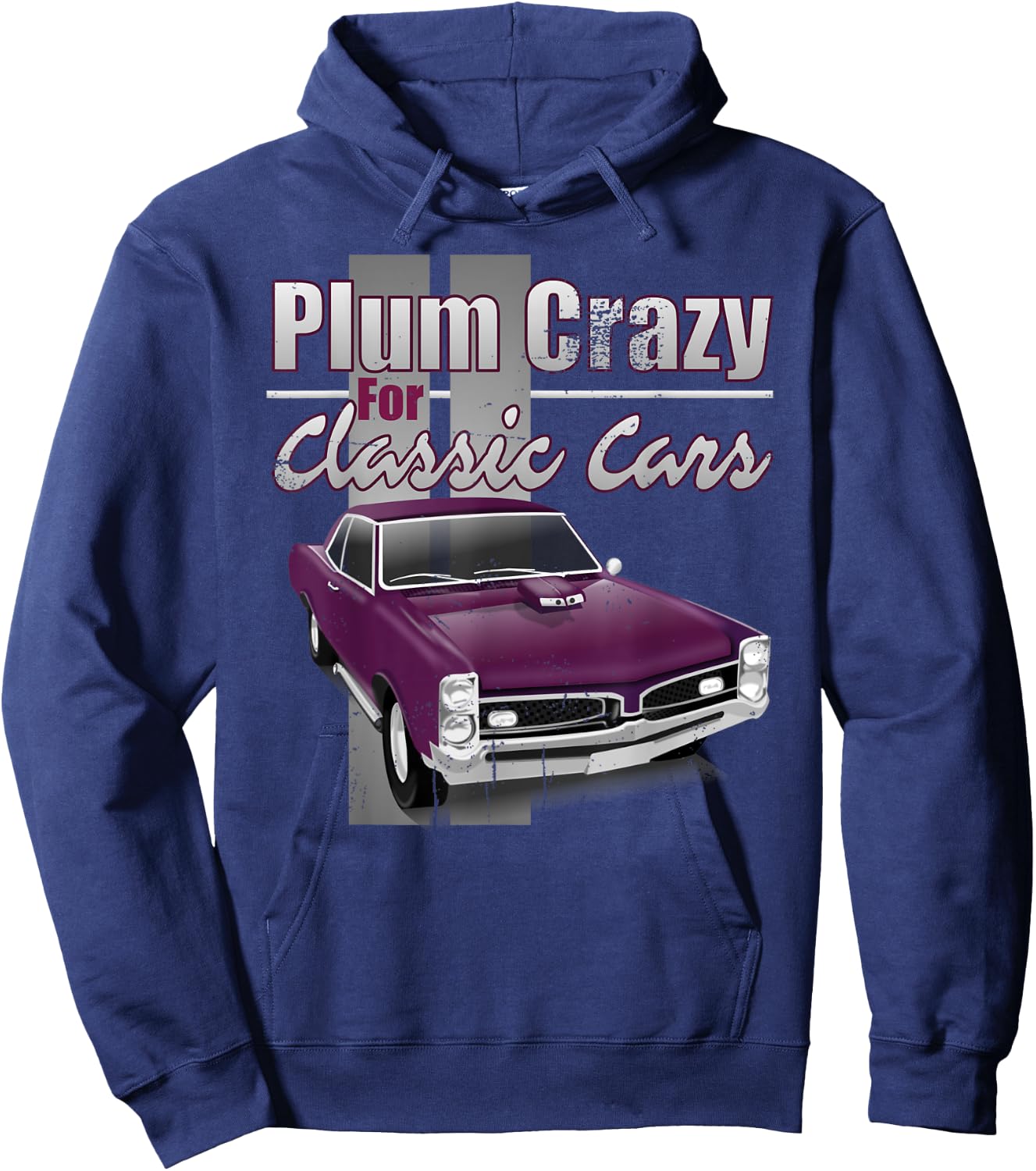 Vintage Muscle Car Shirt PLUM CRAZY FOR CLASSIC CARS Hoodie - Hoodie | Navy