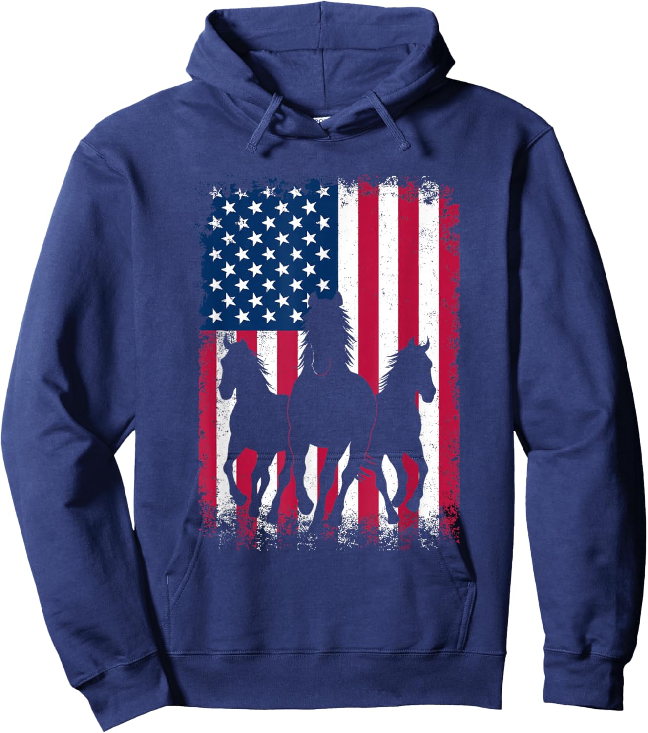 Horse American Flag 250 Years Anniversary USA Fourth of July Hoodie - Hoodie | Navy