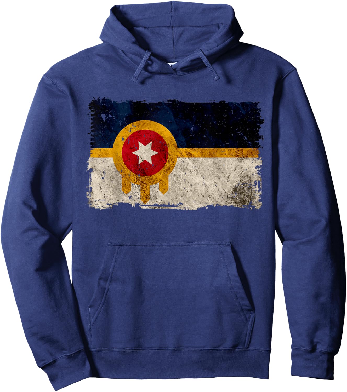 New Tulsa Flag Vintage Distressed Tulsa Oklahoma Hoodie - Hoodie | Navy