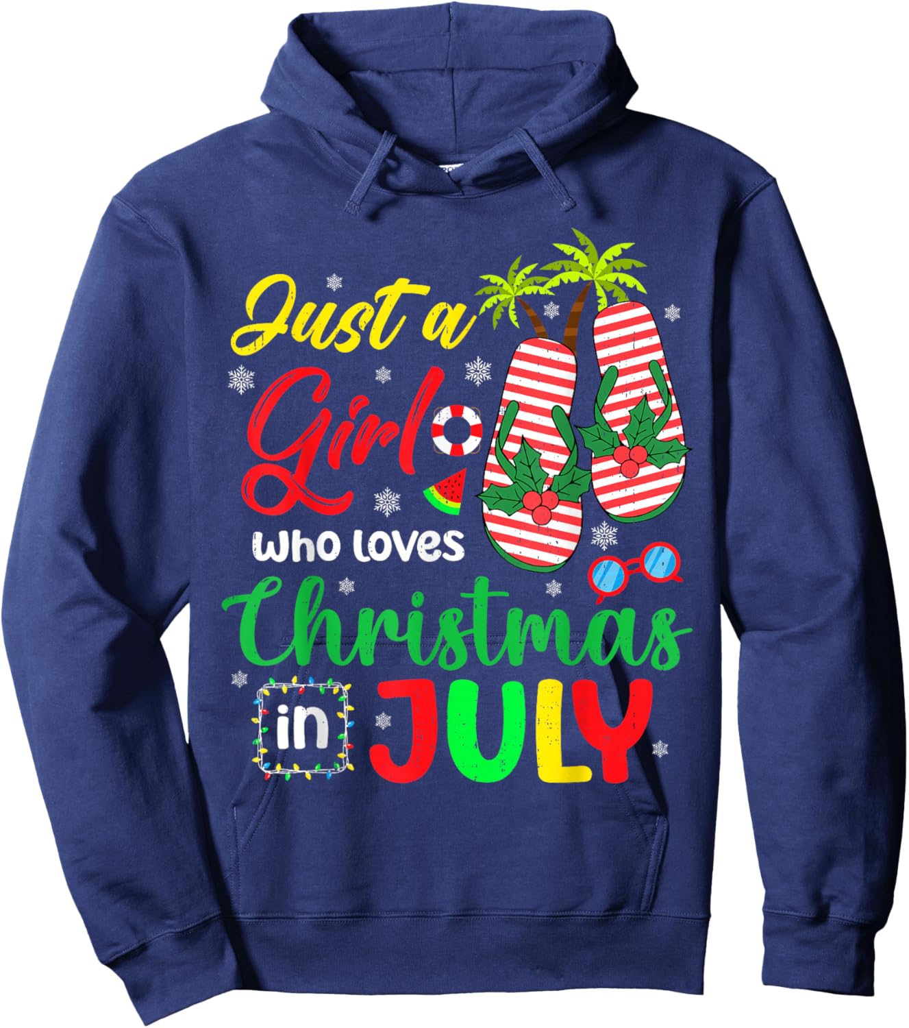 Just A Girl Who Loves Christmas in July Summer Xmas Women Hoodie - Hoodie | Navy