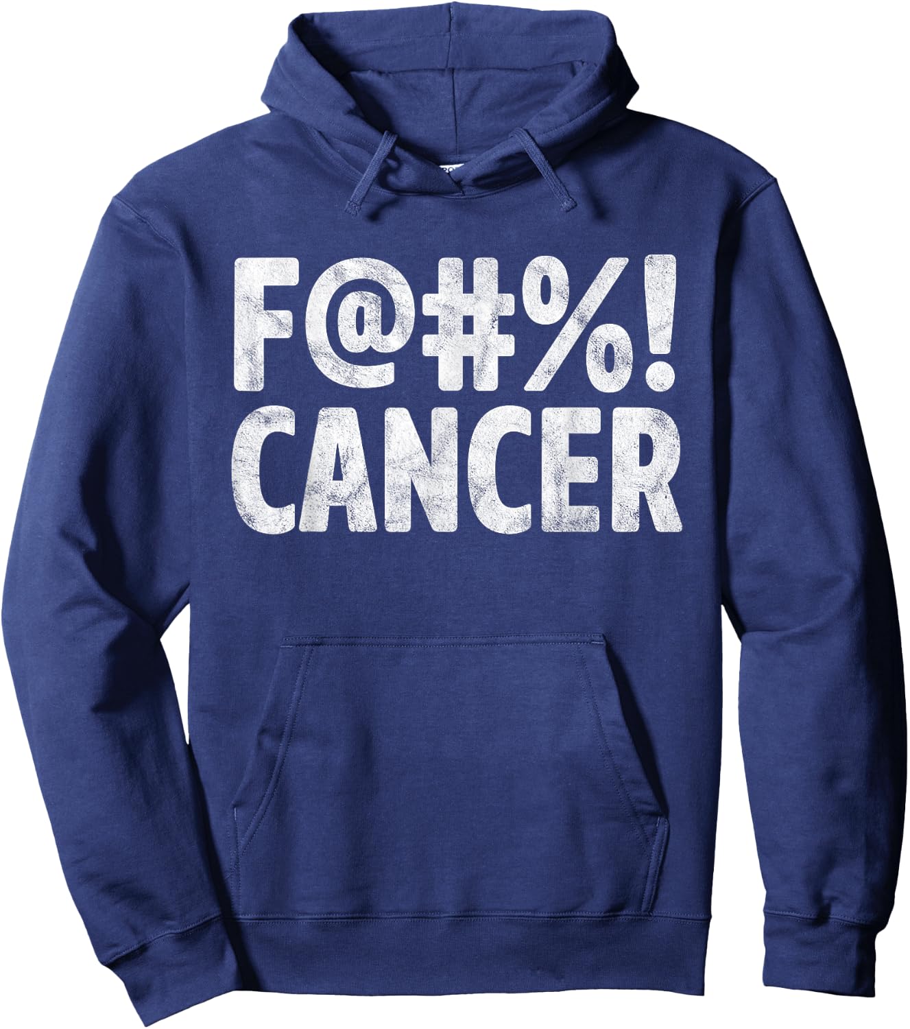 Fuck Cancer Breast Cancer Awareness Gift Distressed F@#%! Hoodie - Hoodie | Navy