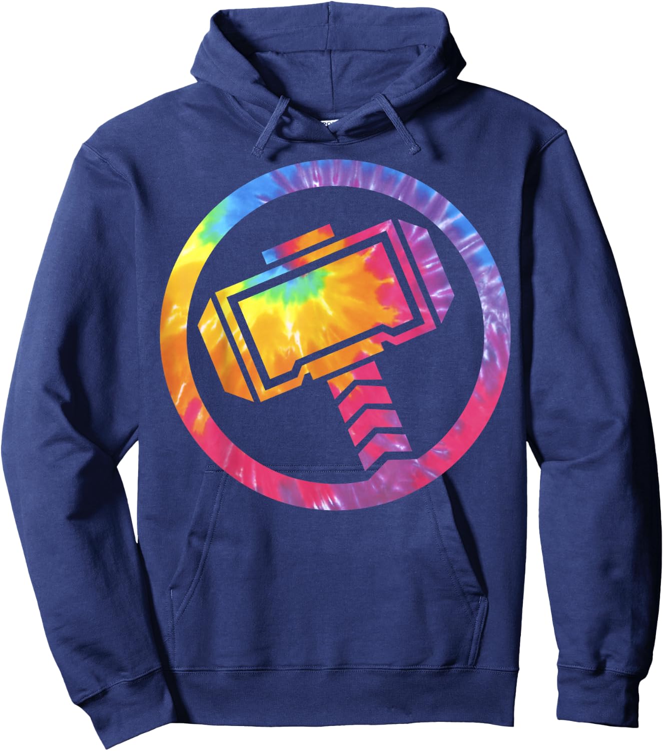 Marvel Thor Tie Dye Hammer Symbol Hoodie - Hoodie | Navy