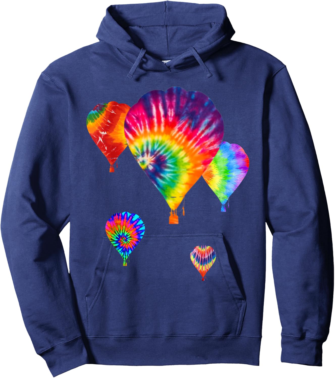 Fun Hot Air Balloon, Hippie Tie Dye Ballooning Gift, Dk Hoodie - Hoodie | Navy