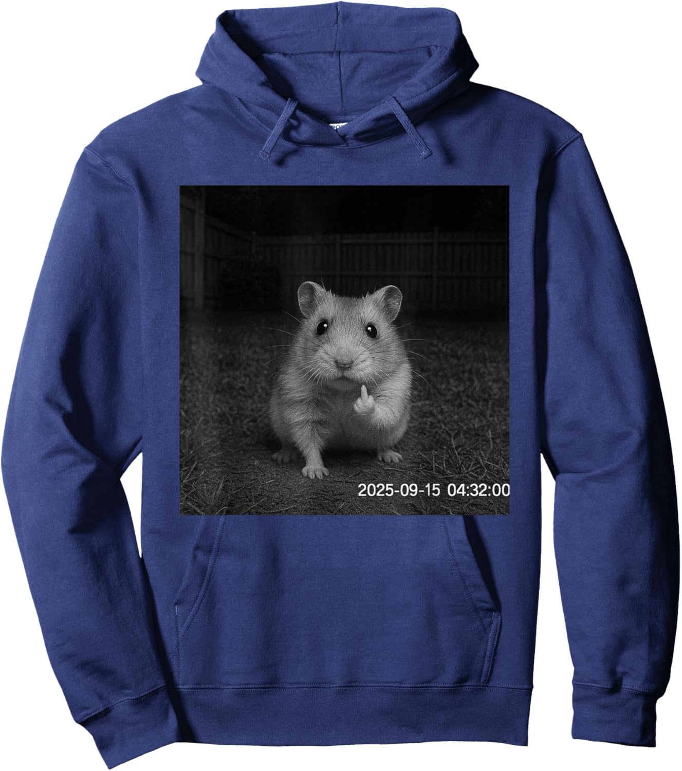 Funny Hamster Flipping Off Middle Finger On Security Camera Hoodie - Hoodie | Navy