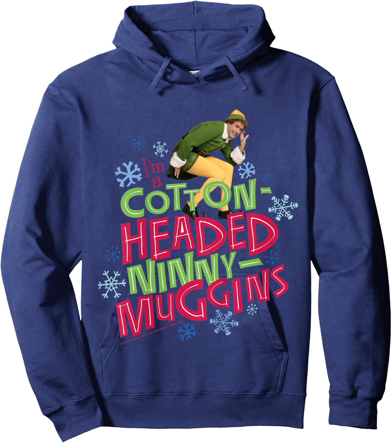 Kids Elf Buddy Cotton Headed Ninny Muggins Large Text Hoodie - Hoodie | Navy