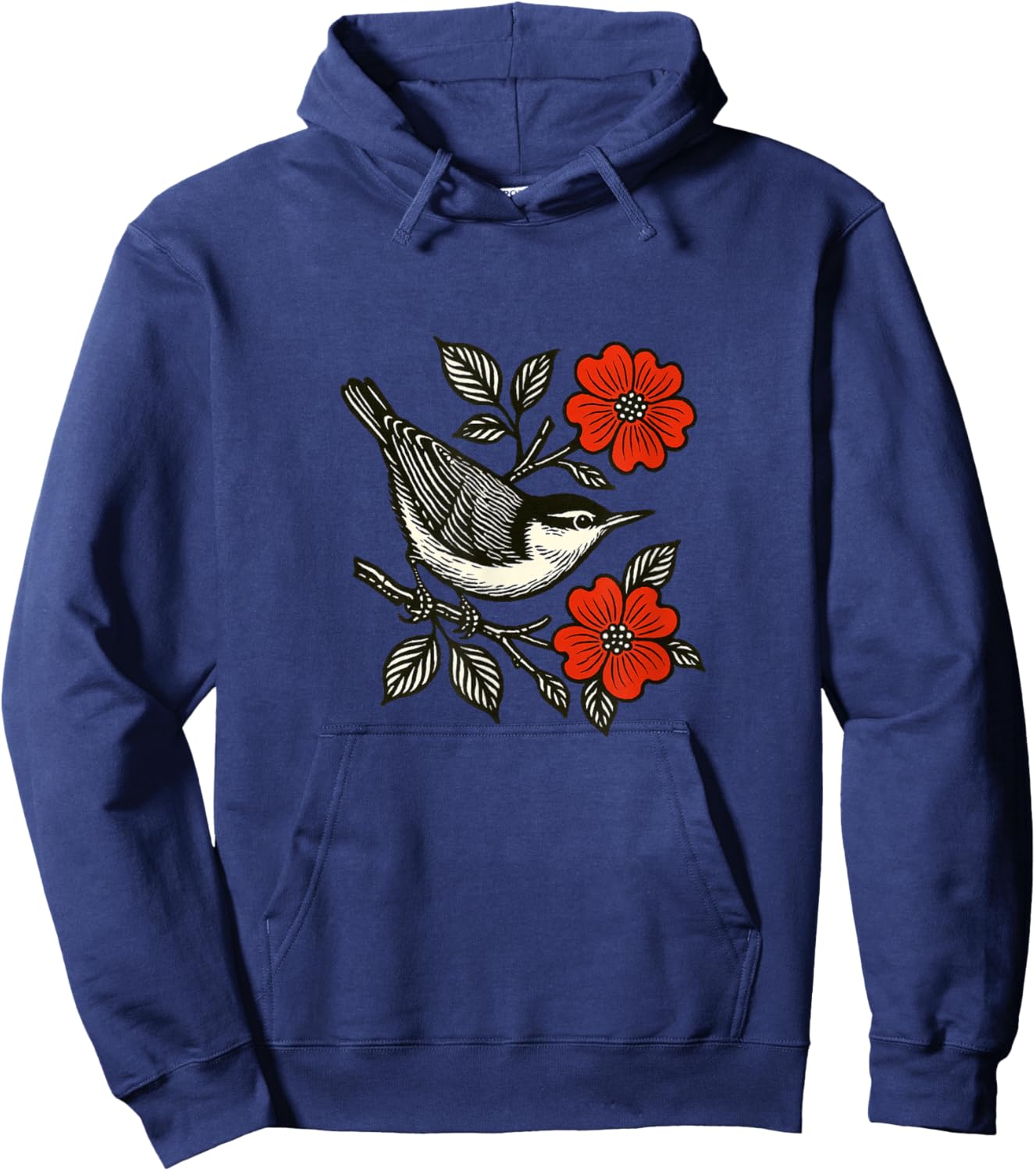 Nuthatch and Scarlet Bloom Hoodie - Hoodie | Navy