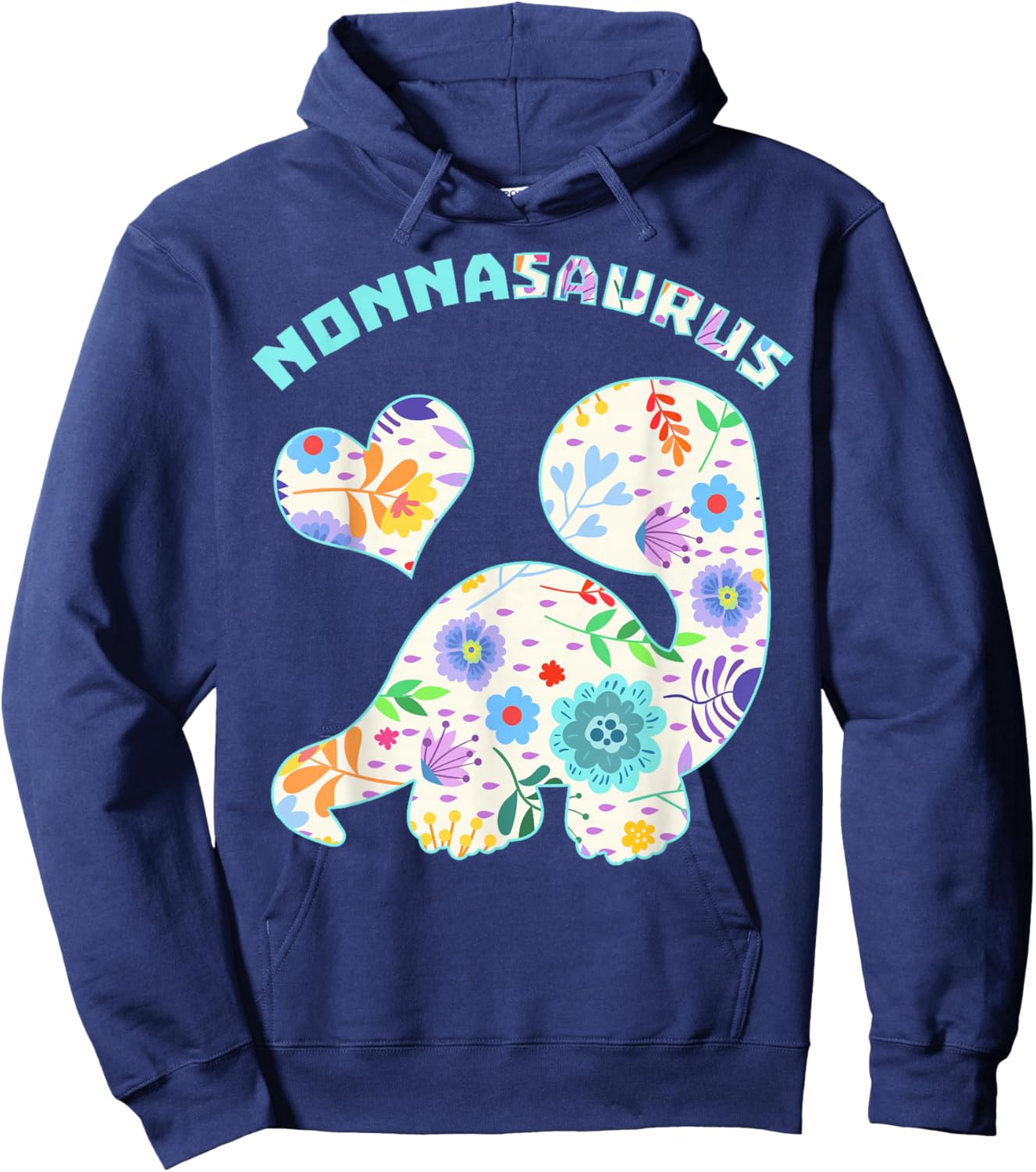 Nonnasaurus Dinosaur Family Relationship Dino Floral Hoodie - Hoodie | Navy