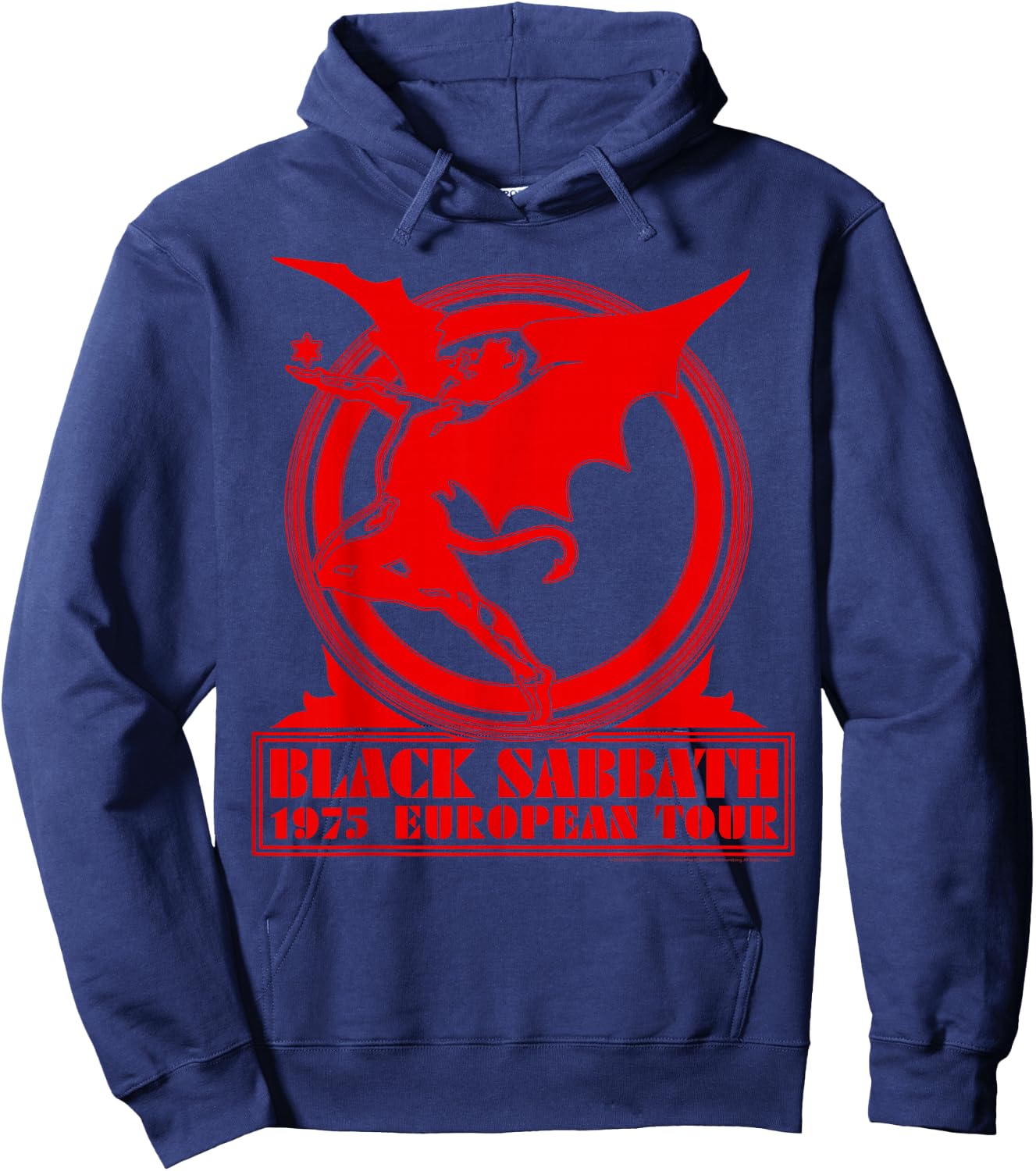 Black Sabbath Official 1975 European Tour Hoodie - Hoodie | Navy