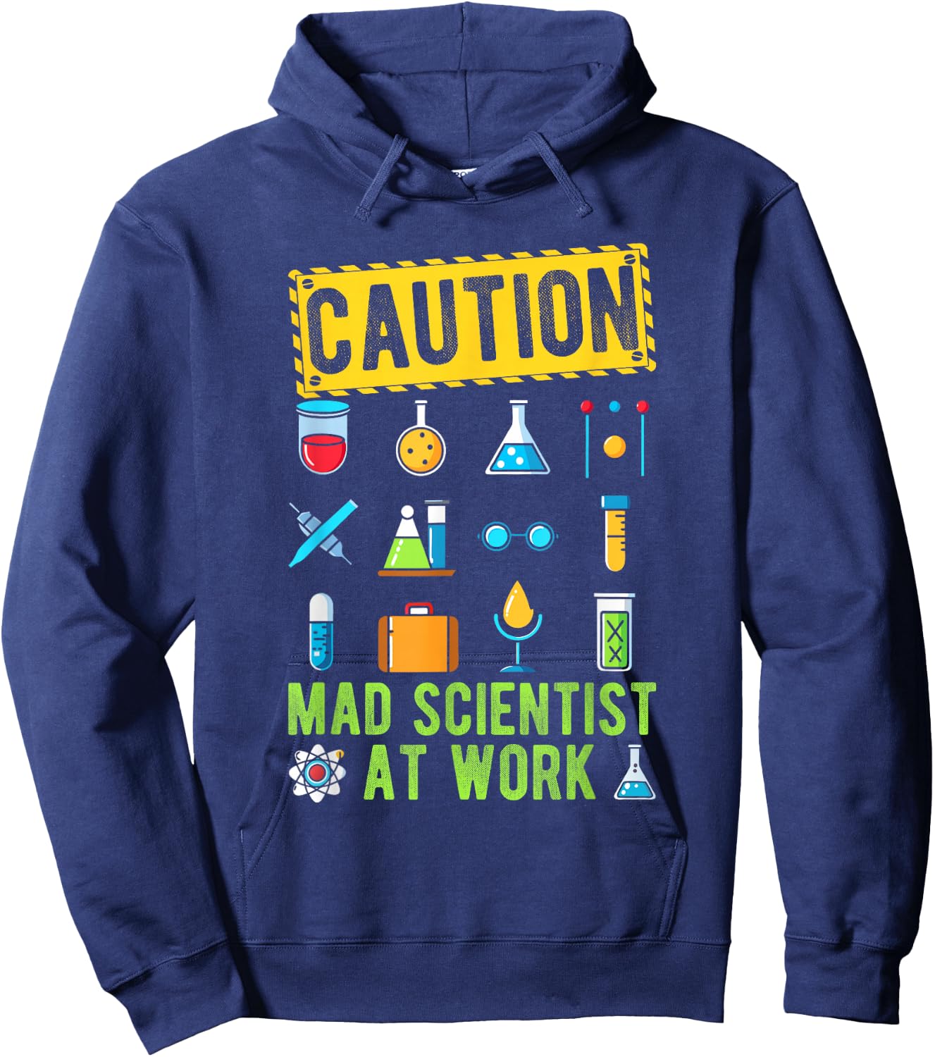 CAUTION Mad Scientist AT WORK Mad Scientist Costume Hoodie - Hoodie | Navy