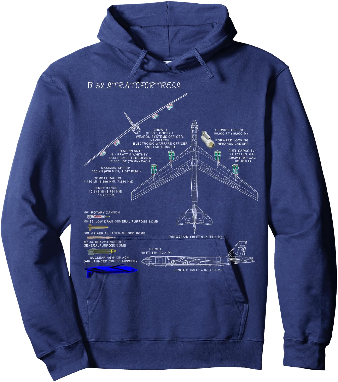 Military Surplus+ B-52 Bomber - Black, Small, Classic Fit, Crew Collar, Short Sleeve, -Adults Hoodie - Hoodie | Navy