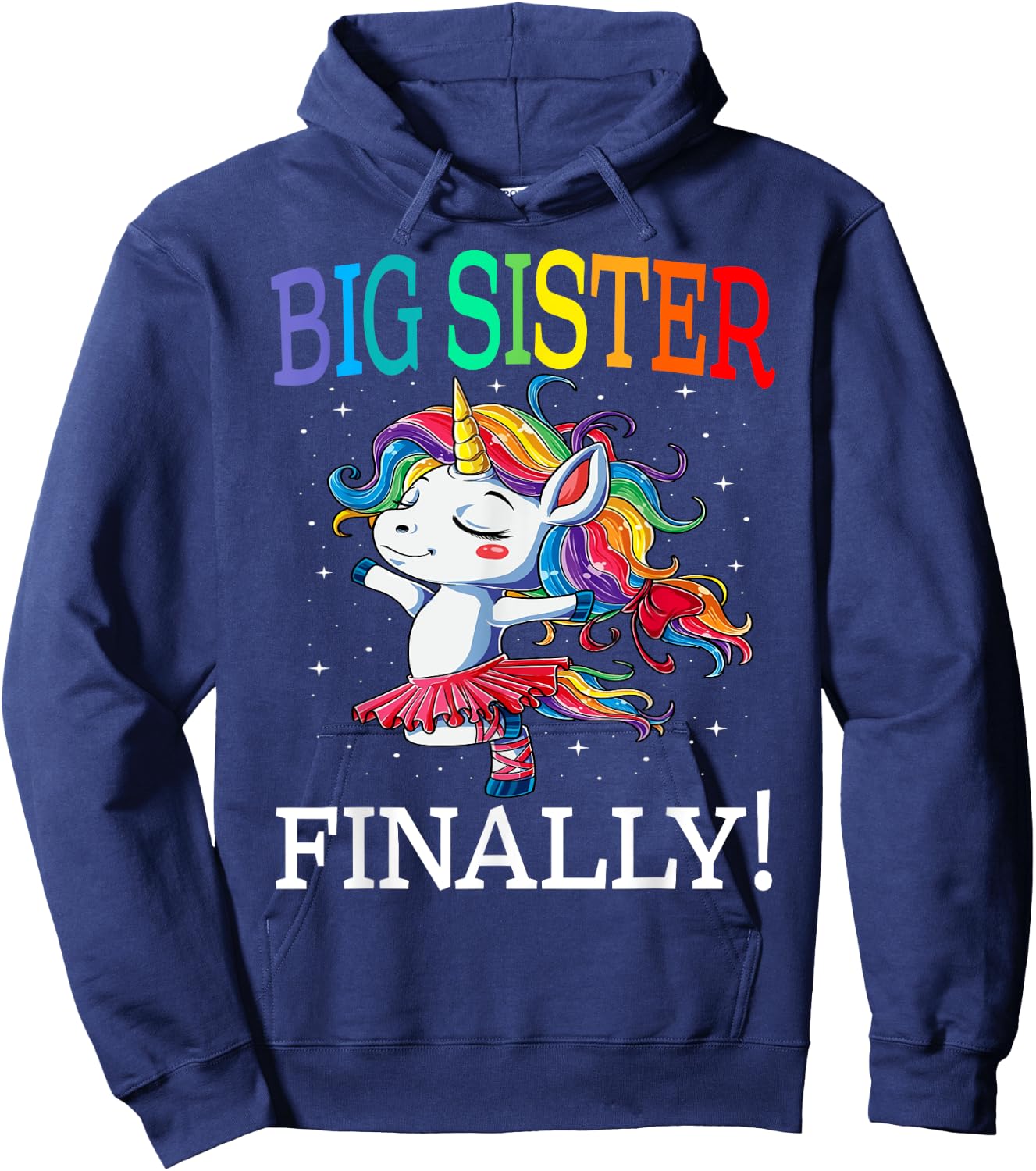 Big Sister Finally Unicorn Shirt - Unicorn Girl , Black, Small Hoodie - Hoodie | Navy