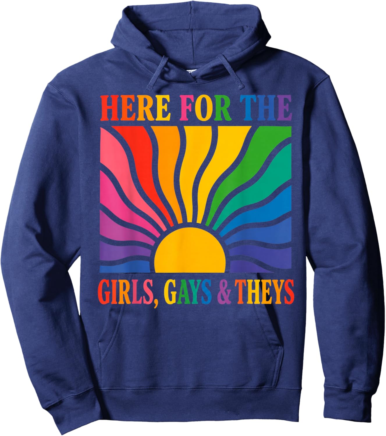 Here for The Girls Gays and Theys Vintage LGBTQ Ally Hoodie - Hoodie | Navy