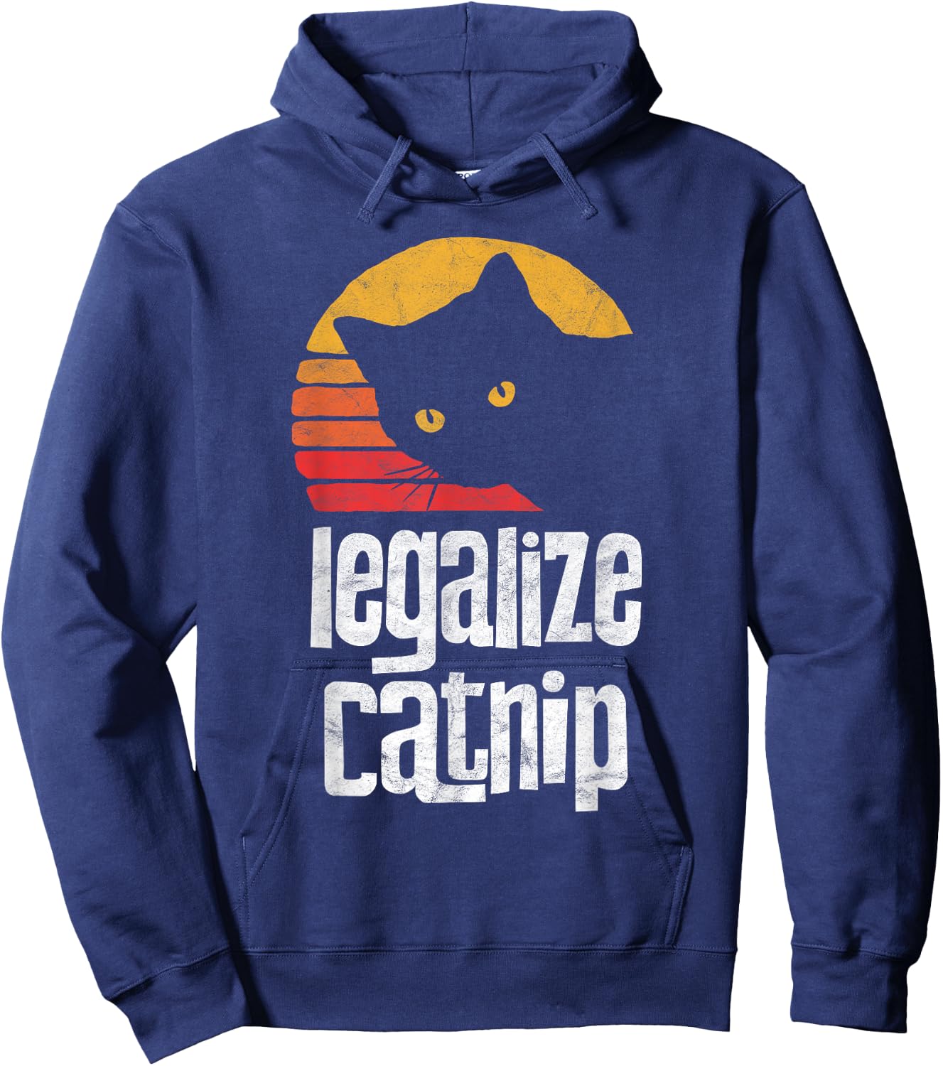 Legalize Catnip! Funny Vintage 80's Style Cat Cute Retro Women Hoodie - Hoodie | Navy