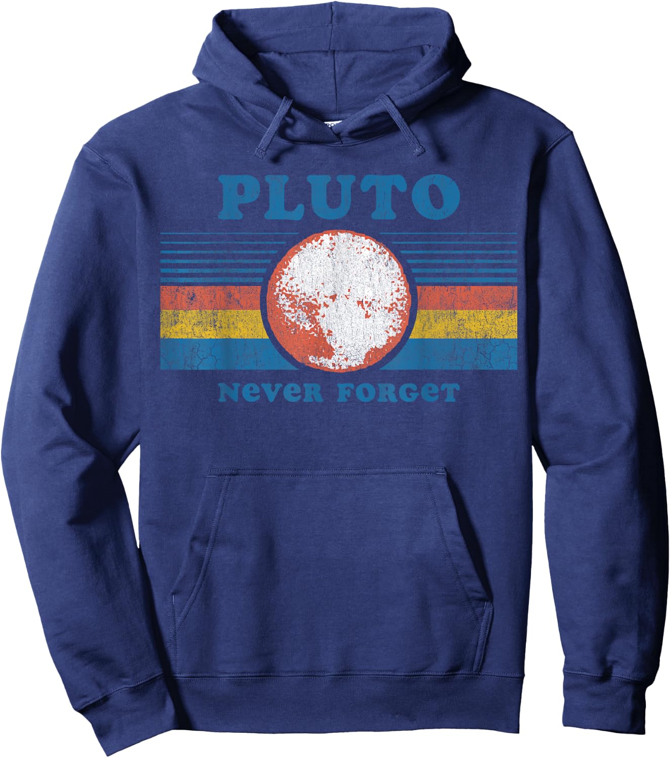 Vintage Never Forget Pluto Funny Space Hoodie - Hoodie | Navy