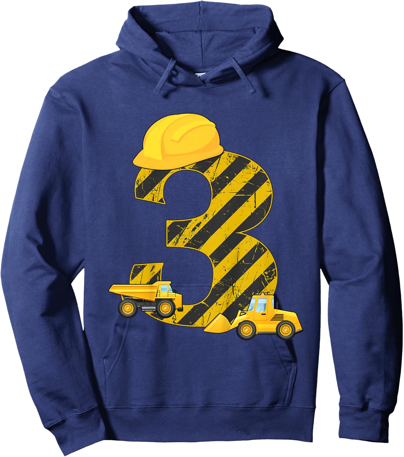 3rd Birthday Digger I 3 Years Builder Excavator Gift Hoodie - Hoodie | Navy