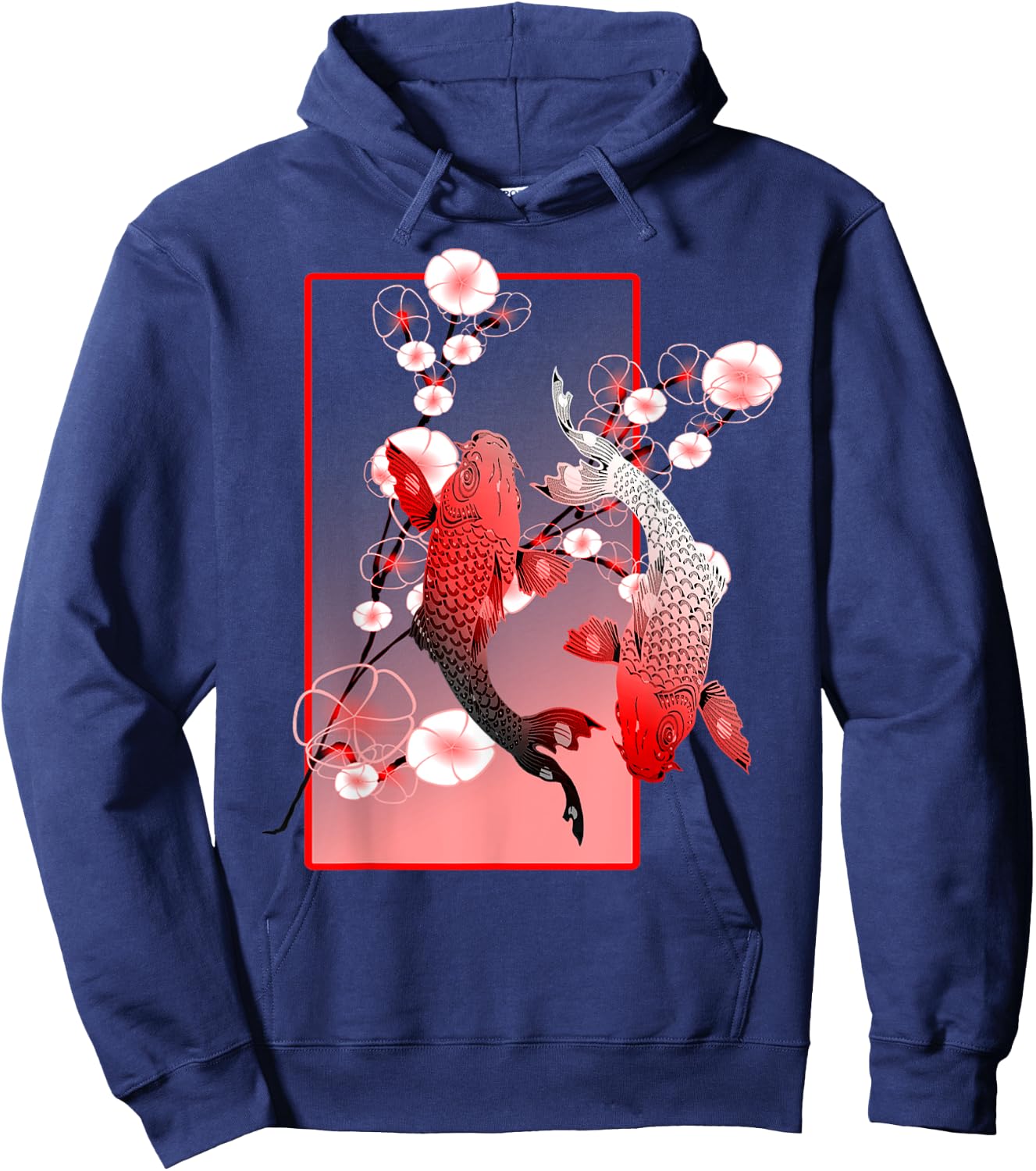 Japanese Koi Carp Nishikigoi Fish Cherry Blossom Hoodie - Hoodie | Navy