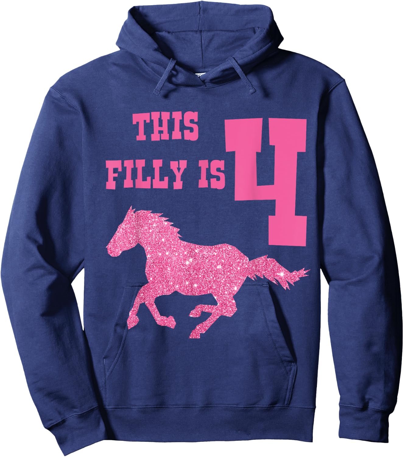 Kids 4th Birthday Horse - Party for 4 Year Old Girls Hoodie - Hoodie | Navy