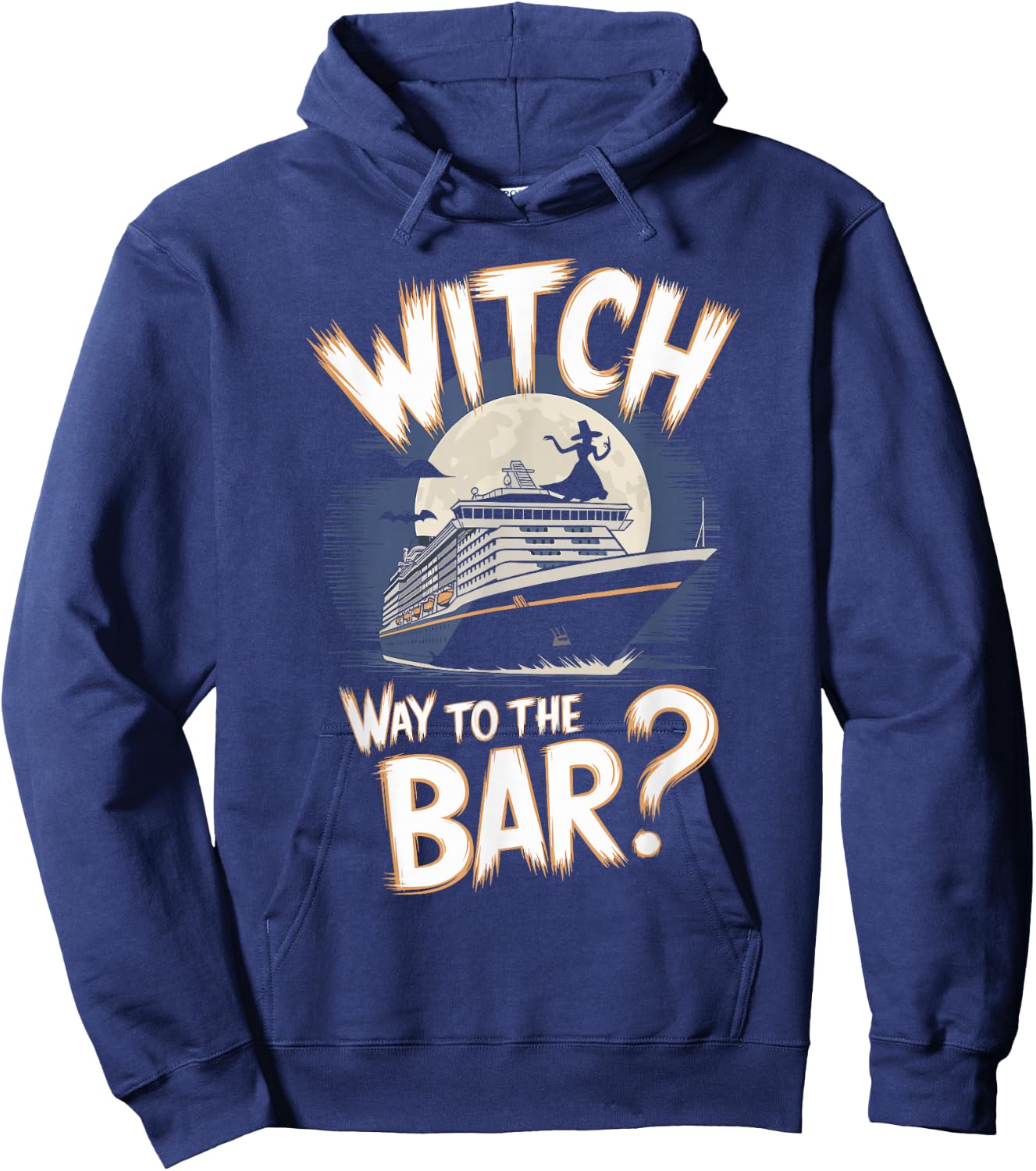 Witch Way to the Bar Funny Halloween Cruise Hoodie - Hoodie | Navy