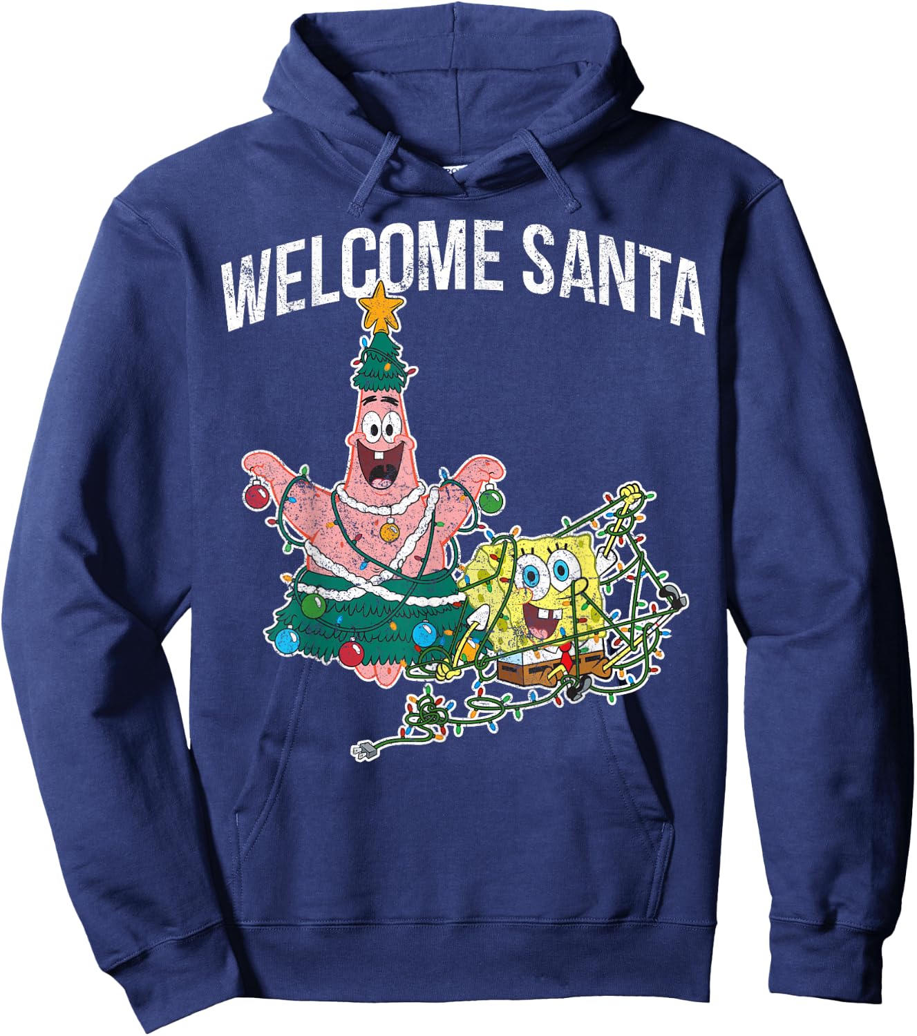 Spongebob Squarepants Patrick Star Welcome Santa Christmas Hoodie - Hoodie | Navy