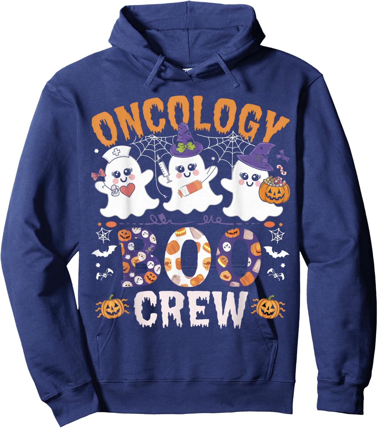 Oncology Boo Crew Funny Ghost Halloween Spooky Costume Nurse Hoodie - Hoodie | Navy