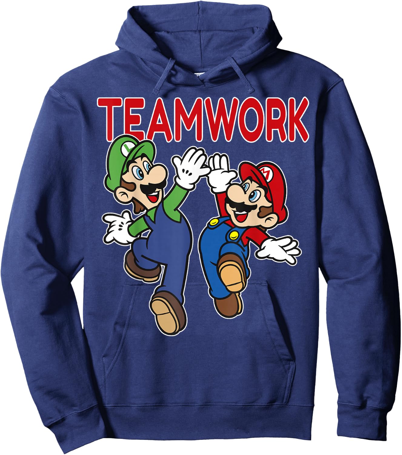 Super Mario Luigi Teamwork High Five Classic Graphic Hoodie - Hoodie | Navy
